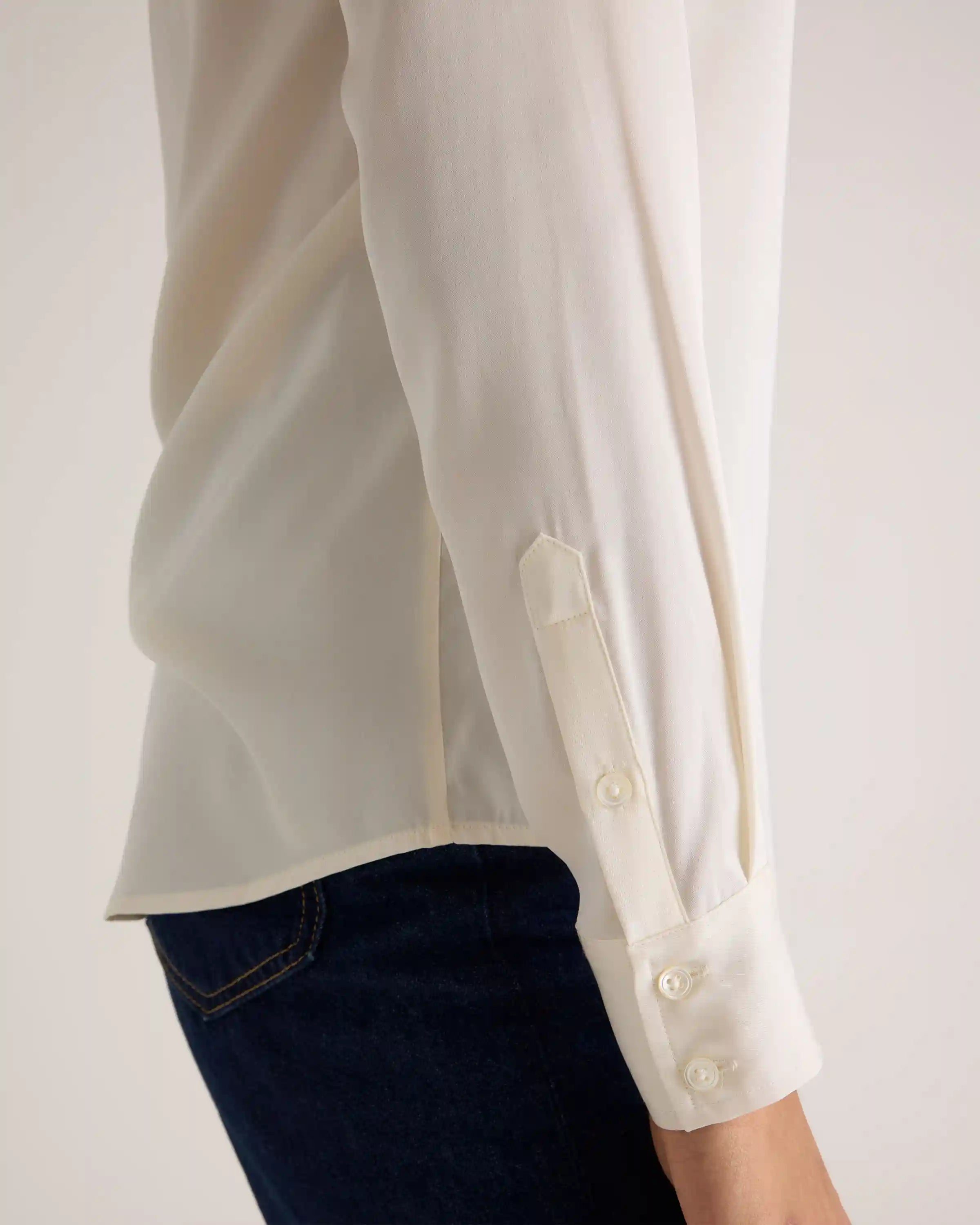 Washable Stretch Silk Notch Collar Blouse