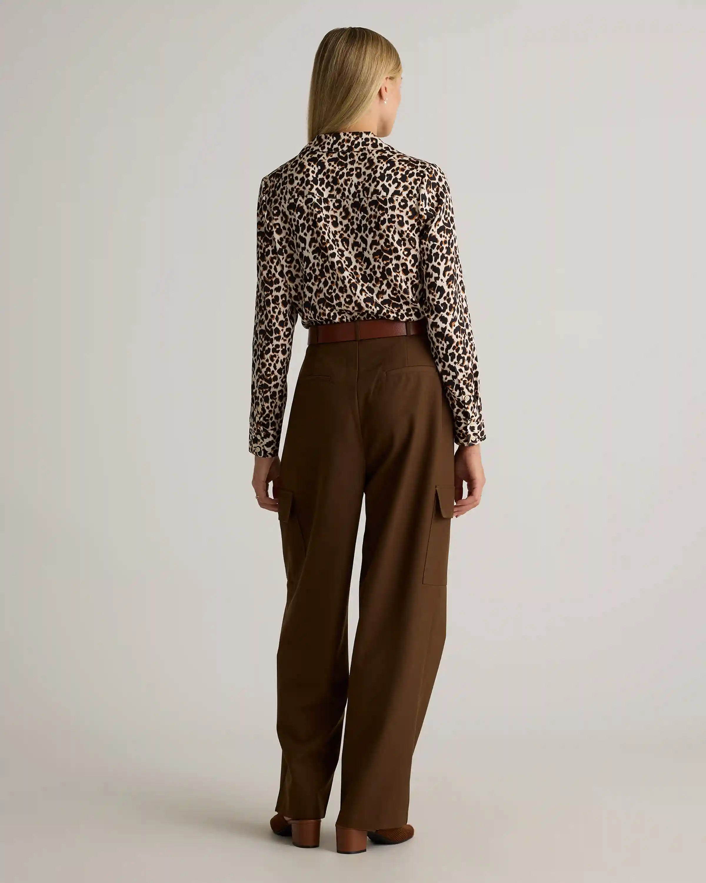 Washable Stretch Silk Notch Collar Blouse