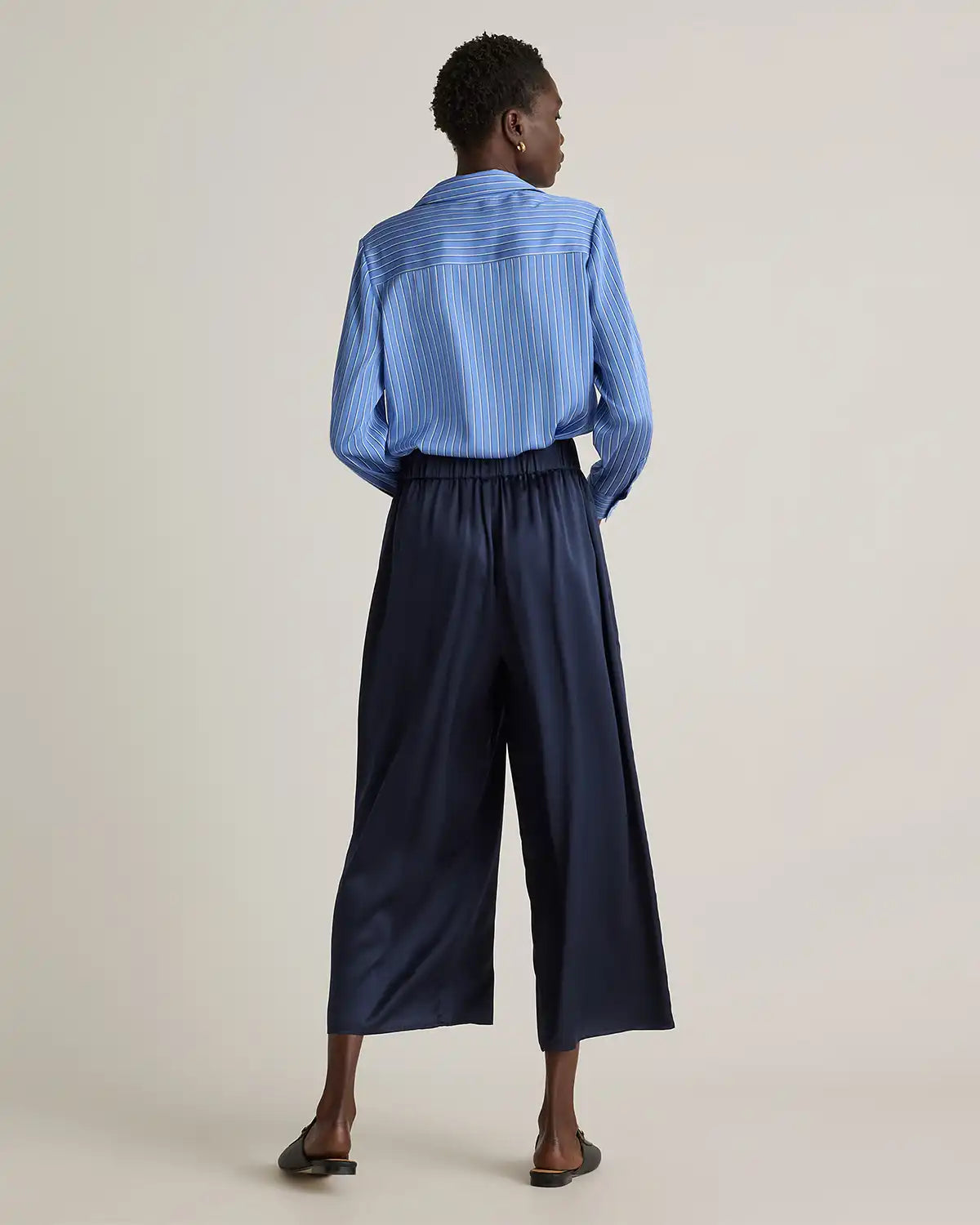 Washable Stretch Silk Notch Collar Blouse