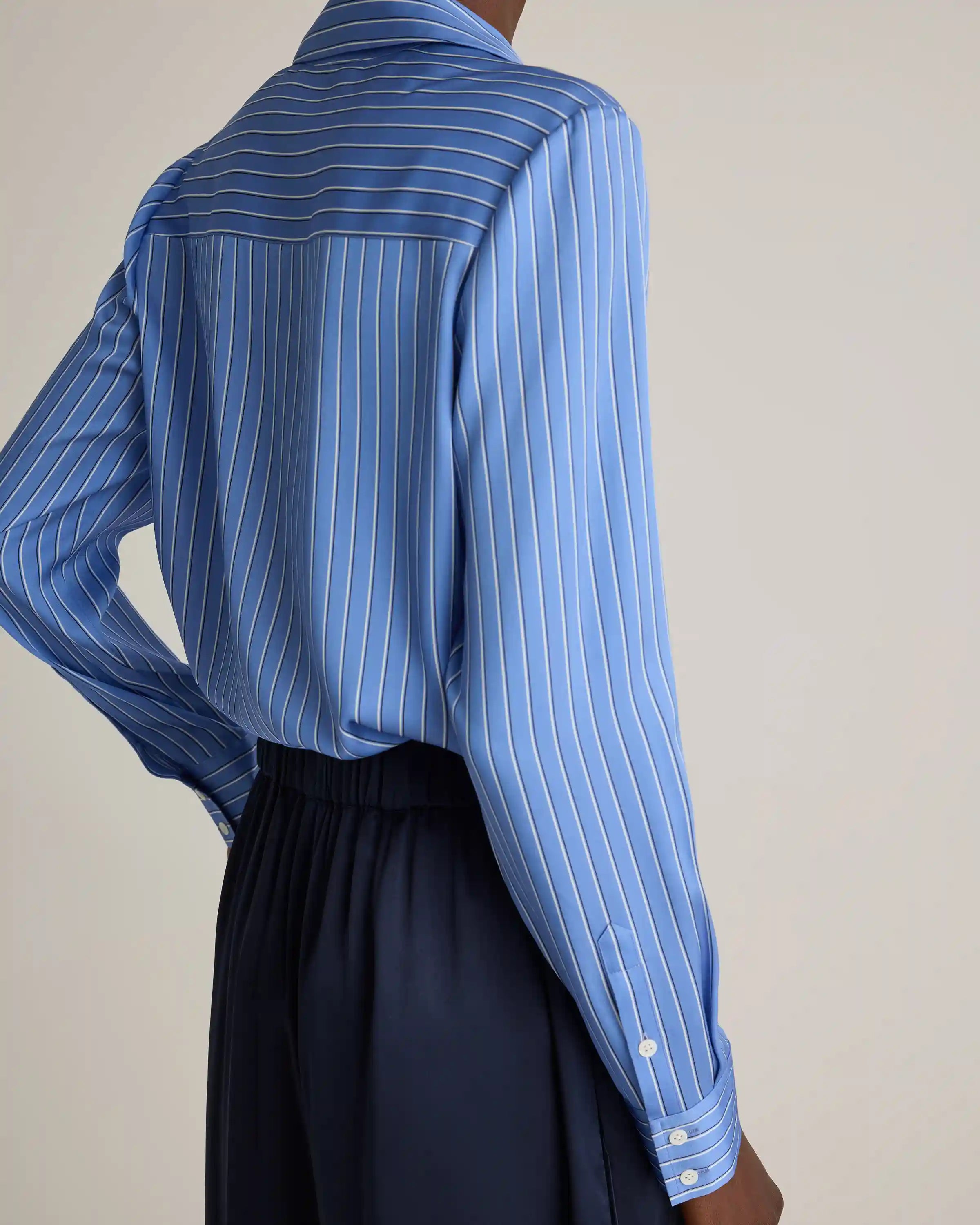 Washable Stretch Silk Notch Collar Blouse