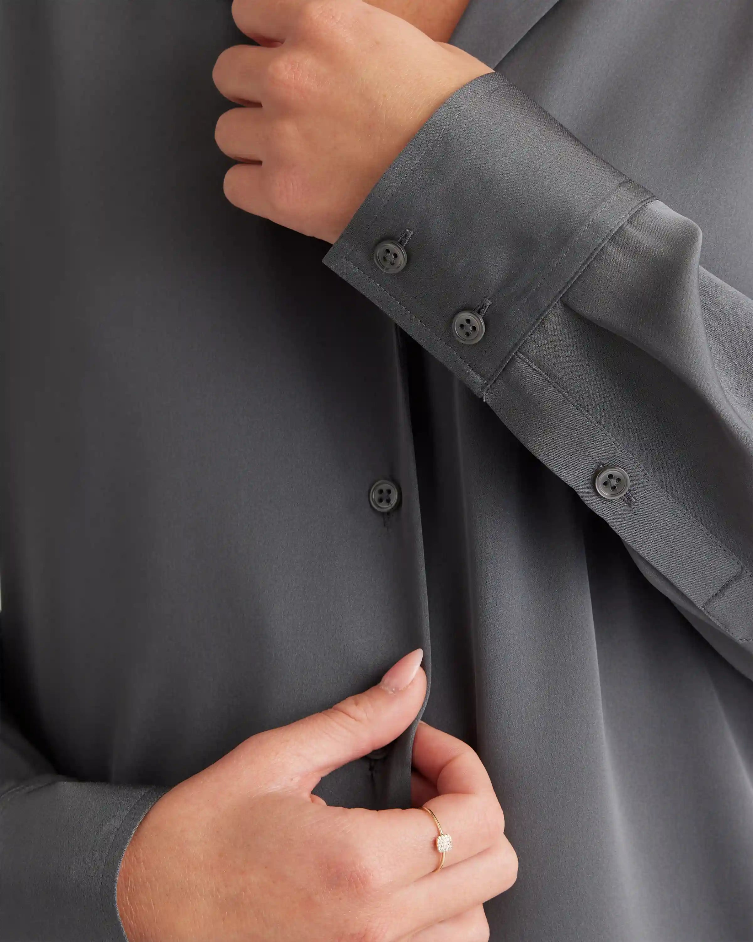 Washable Stretch Silk Notch Collar Blouse
