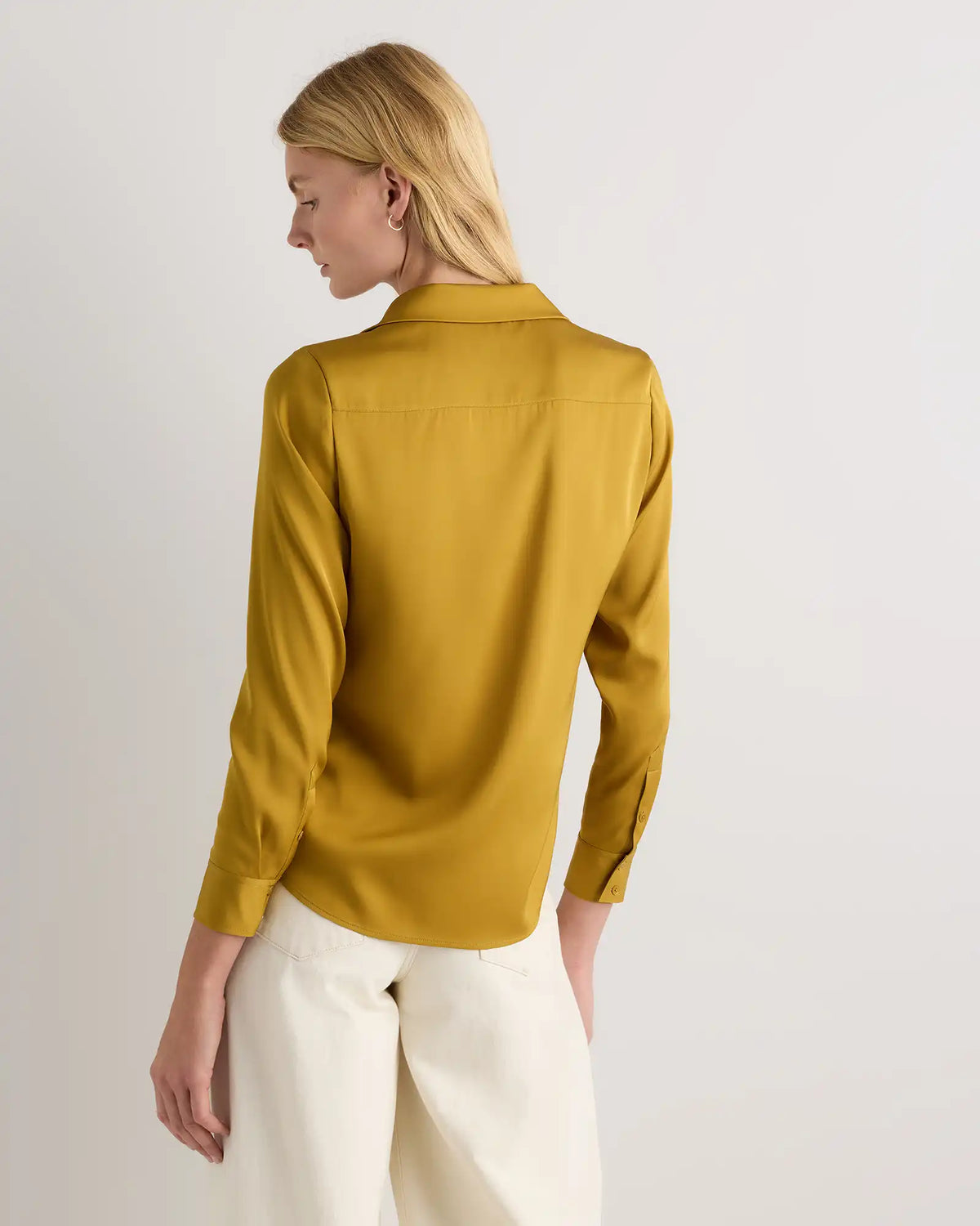 Washable Stretch Silk Notch Collar Blouse