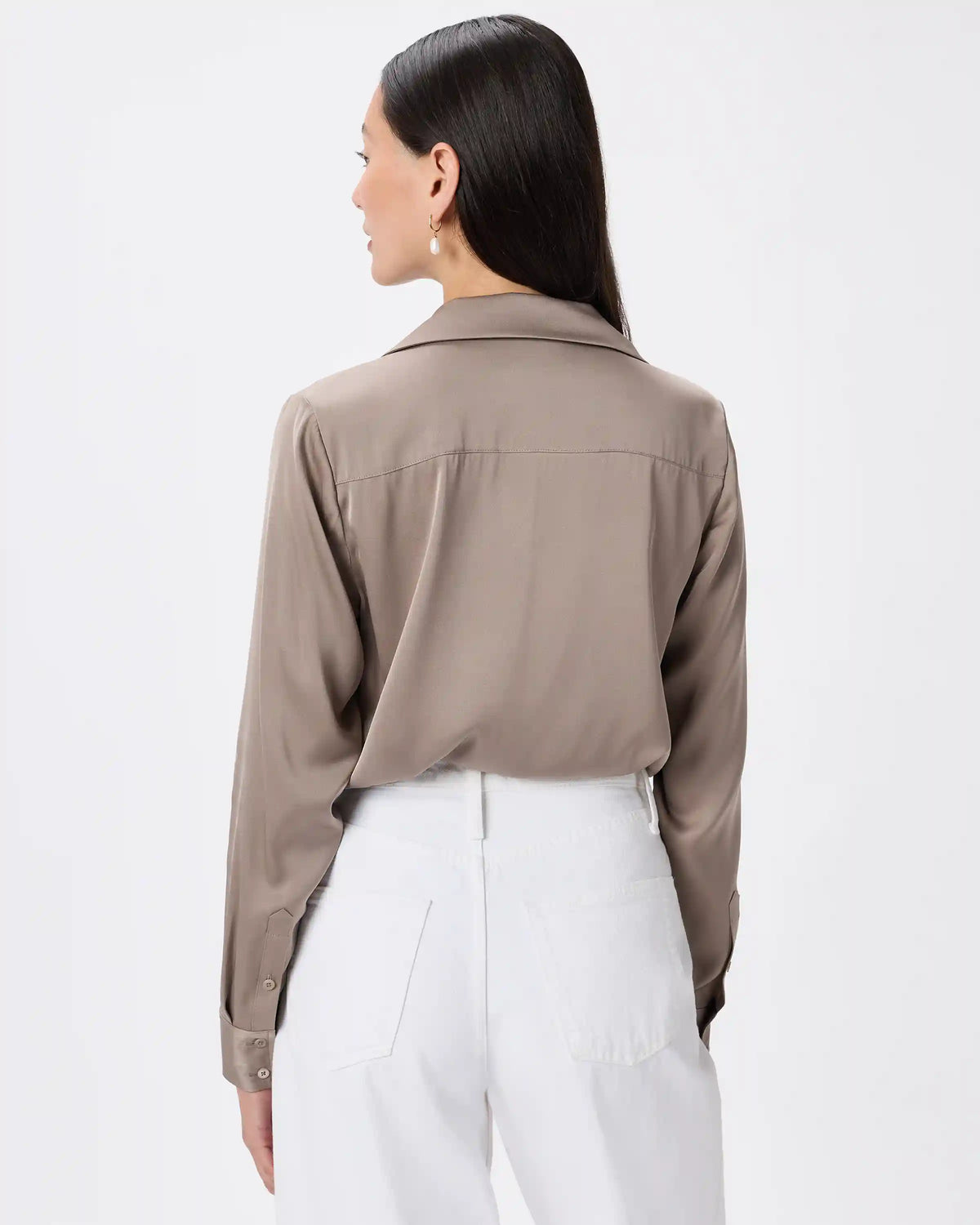 Washable Stretch Silk Notch Collar Blouse
