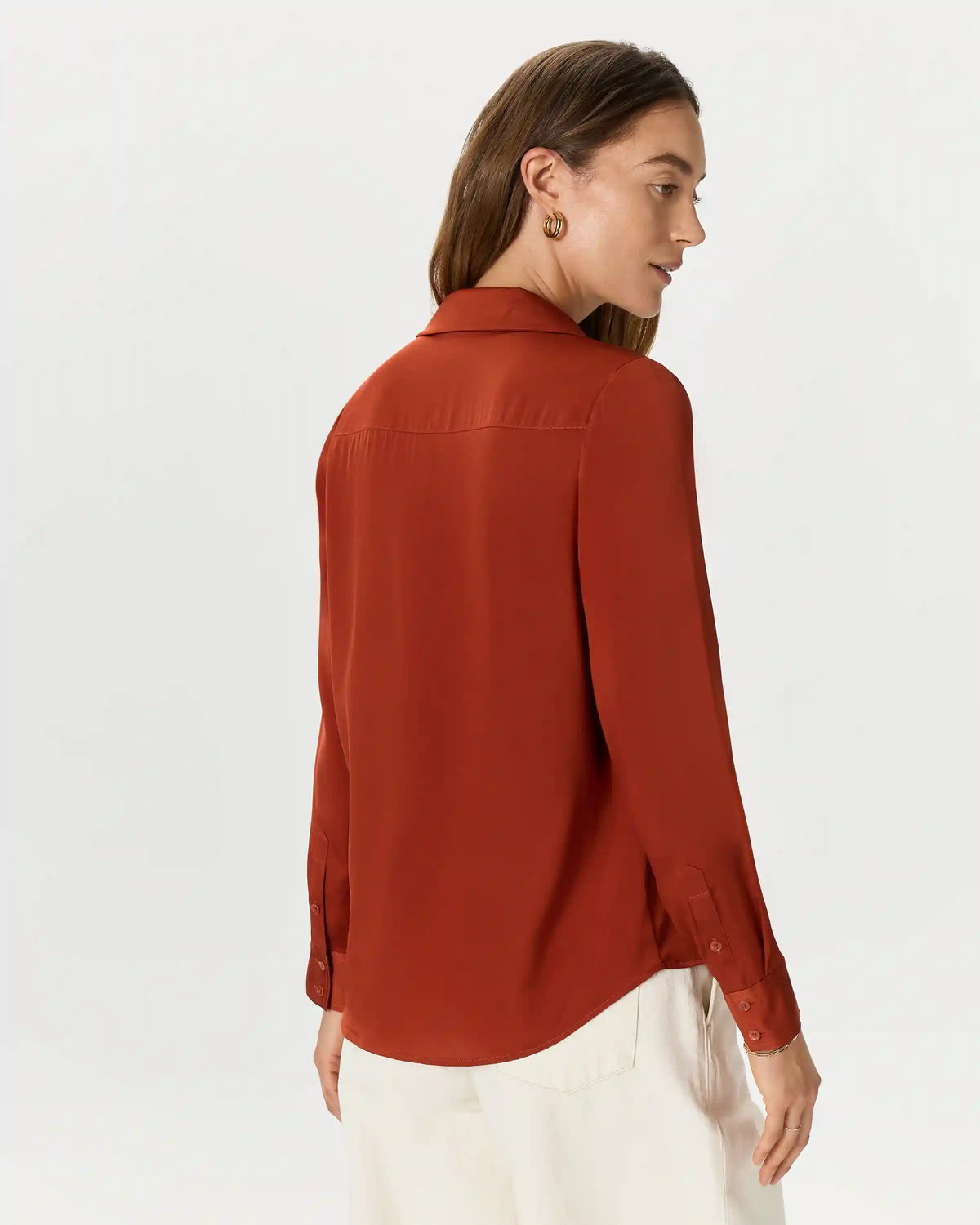 Washable Stretch Silk Notch Collar Blouse