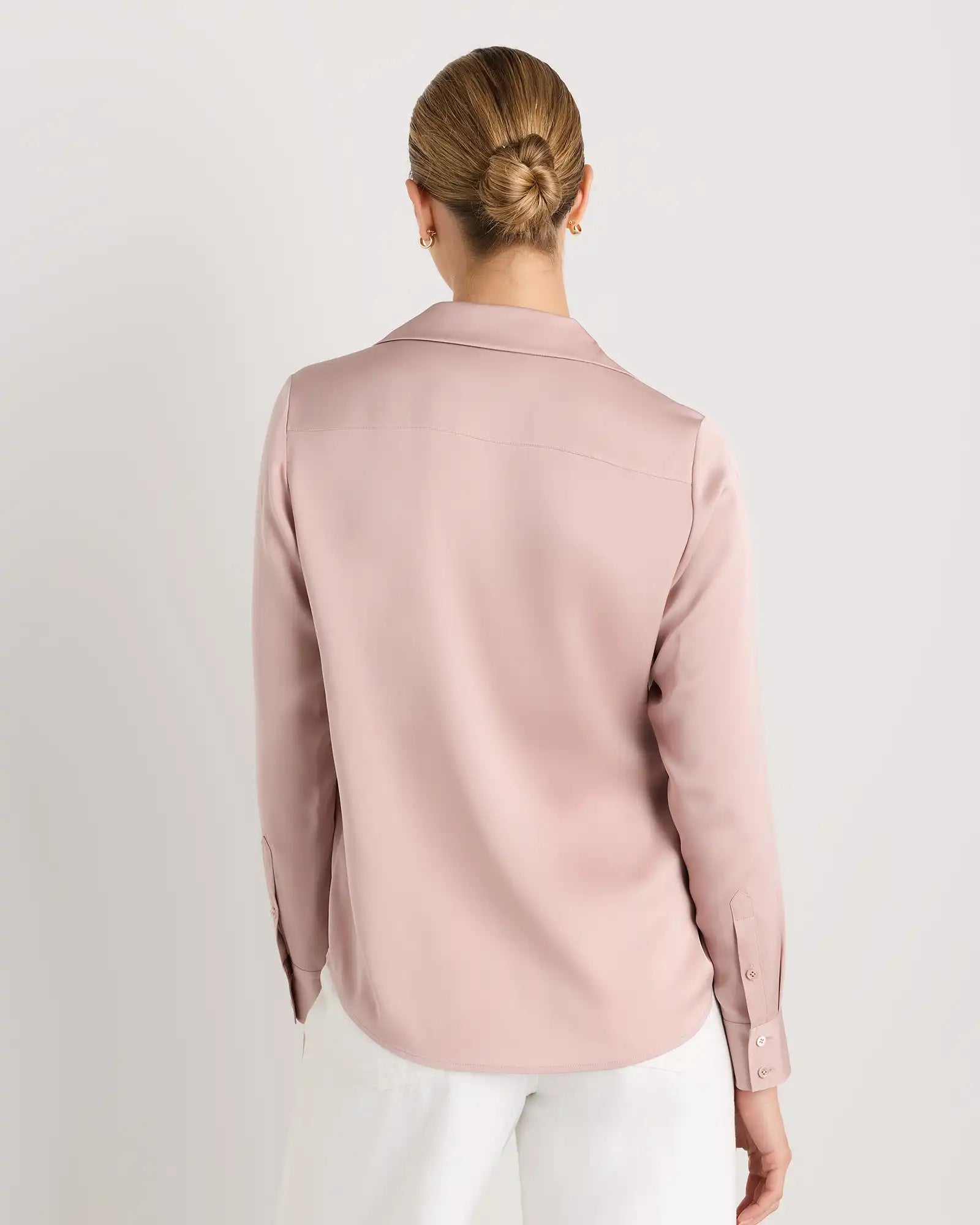 Washable Stretch Silk Notch Collar Blouse