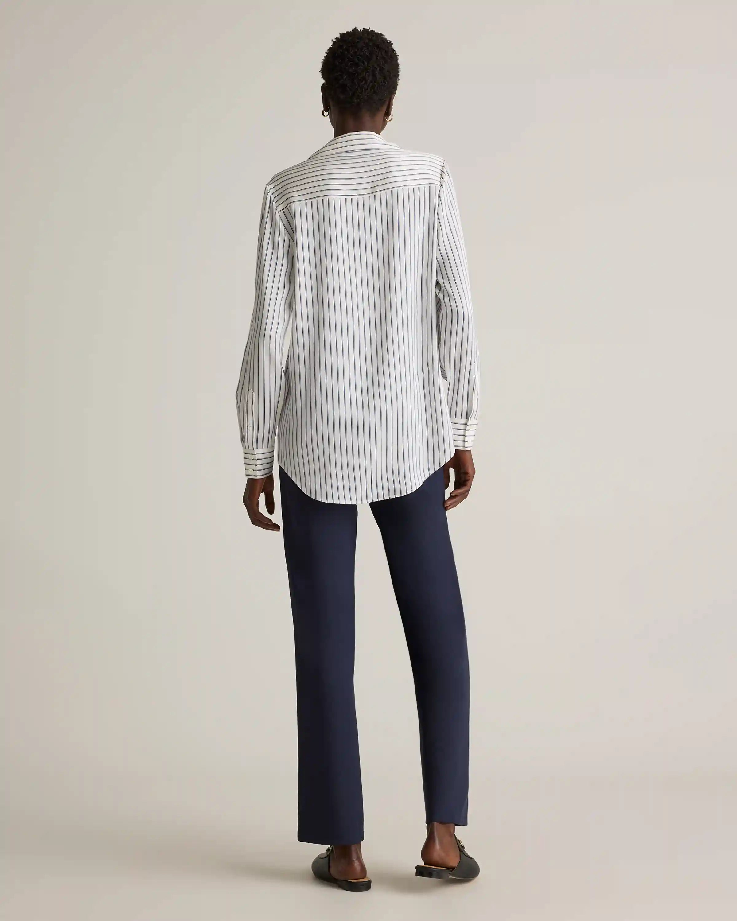 Washable Stretch Silk Notch Collar Blouse