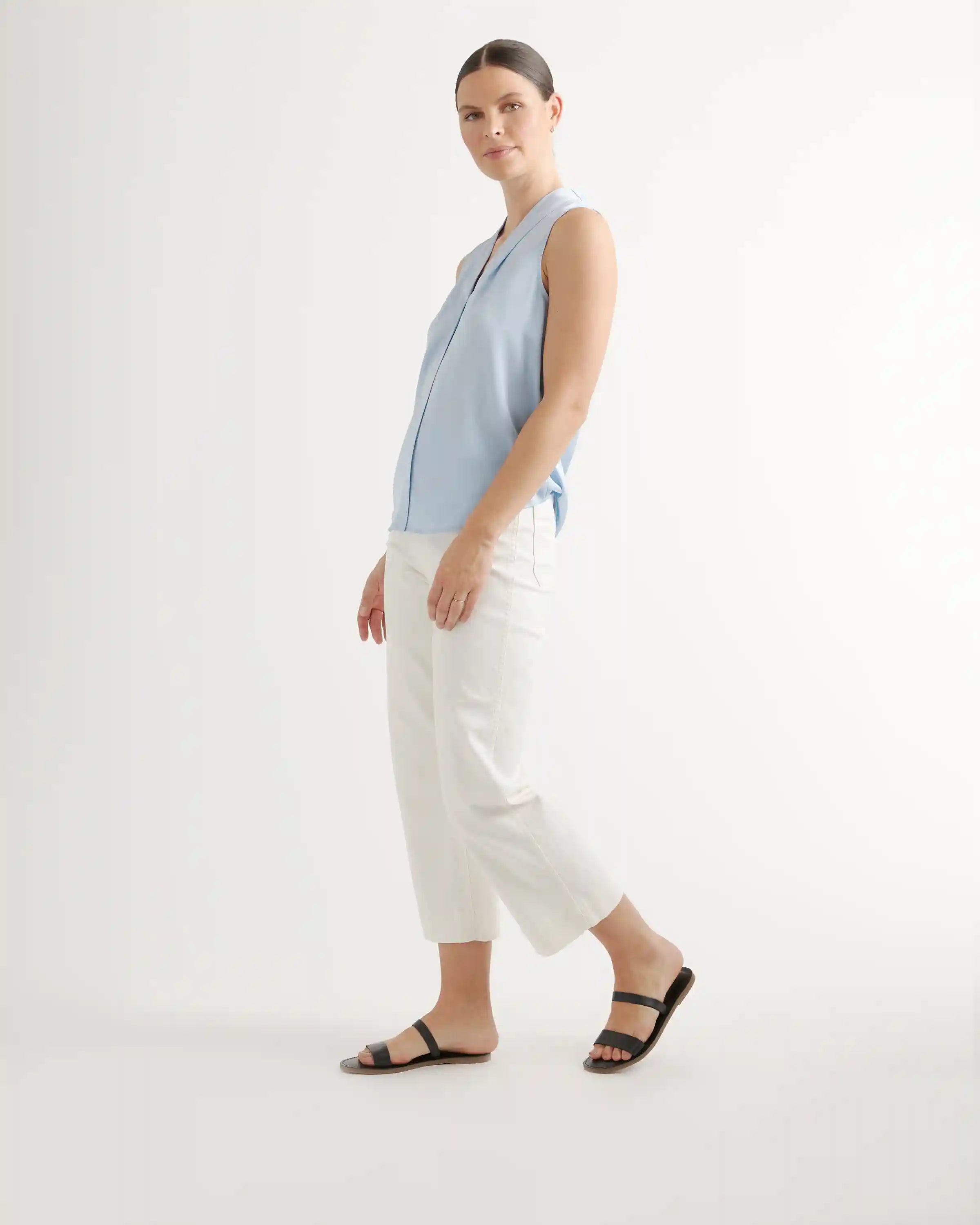 Washable Stretch Silk Sleeveless Blouse