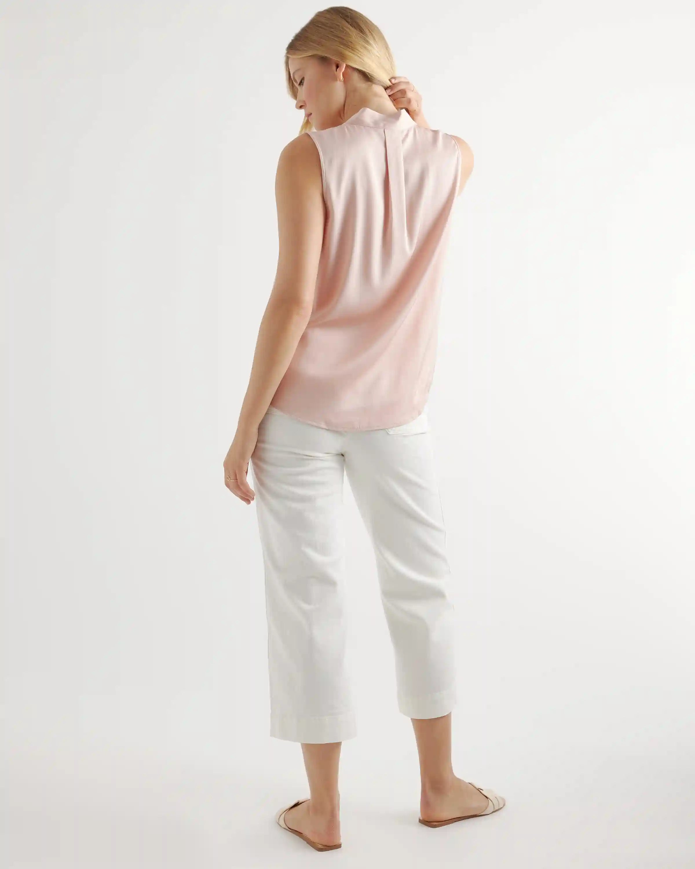 Washable Stretch Silk Sleeveless Blouse