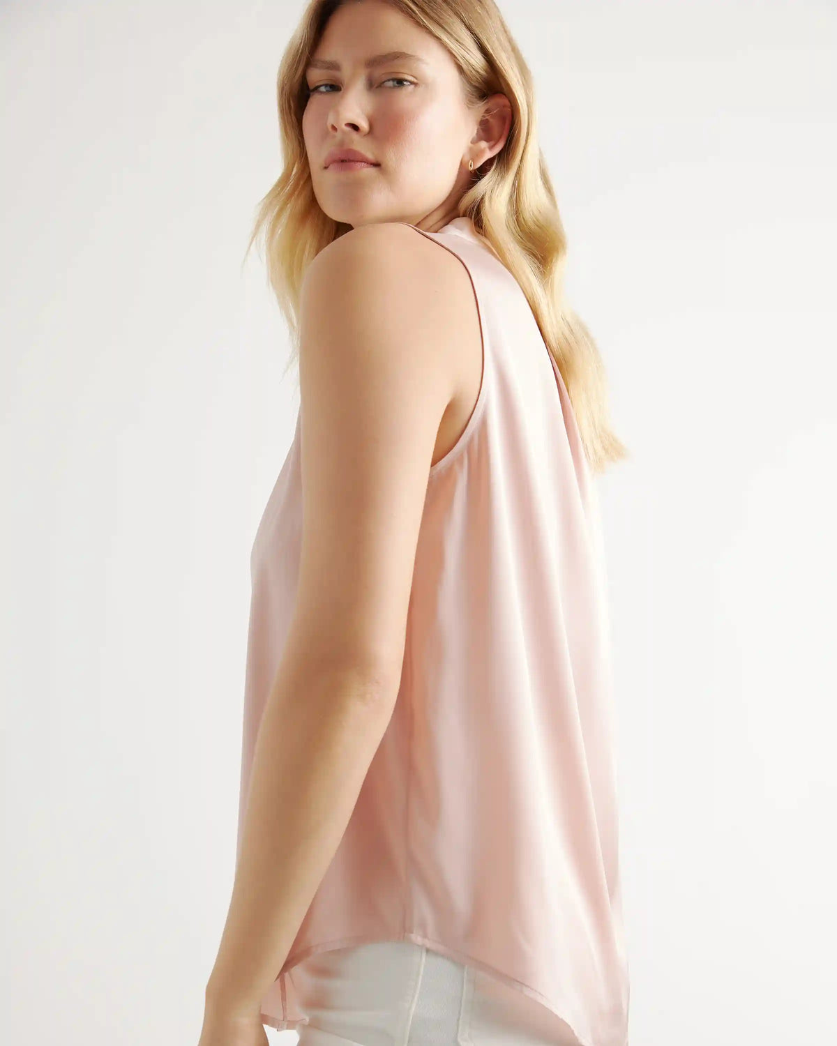 Washable Stretch Silk Sleeveless Blouse