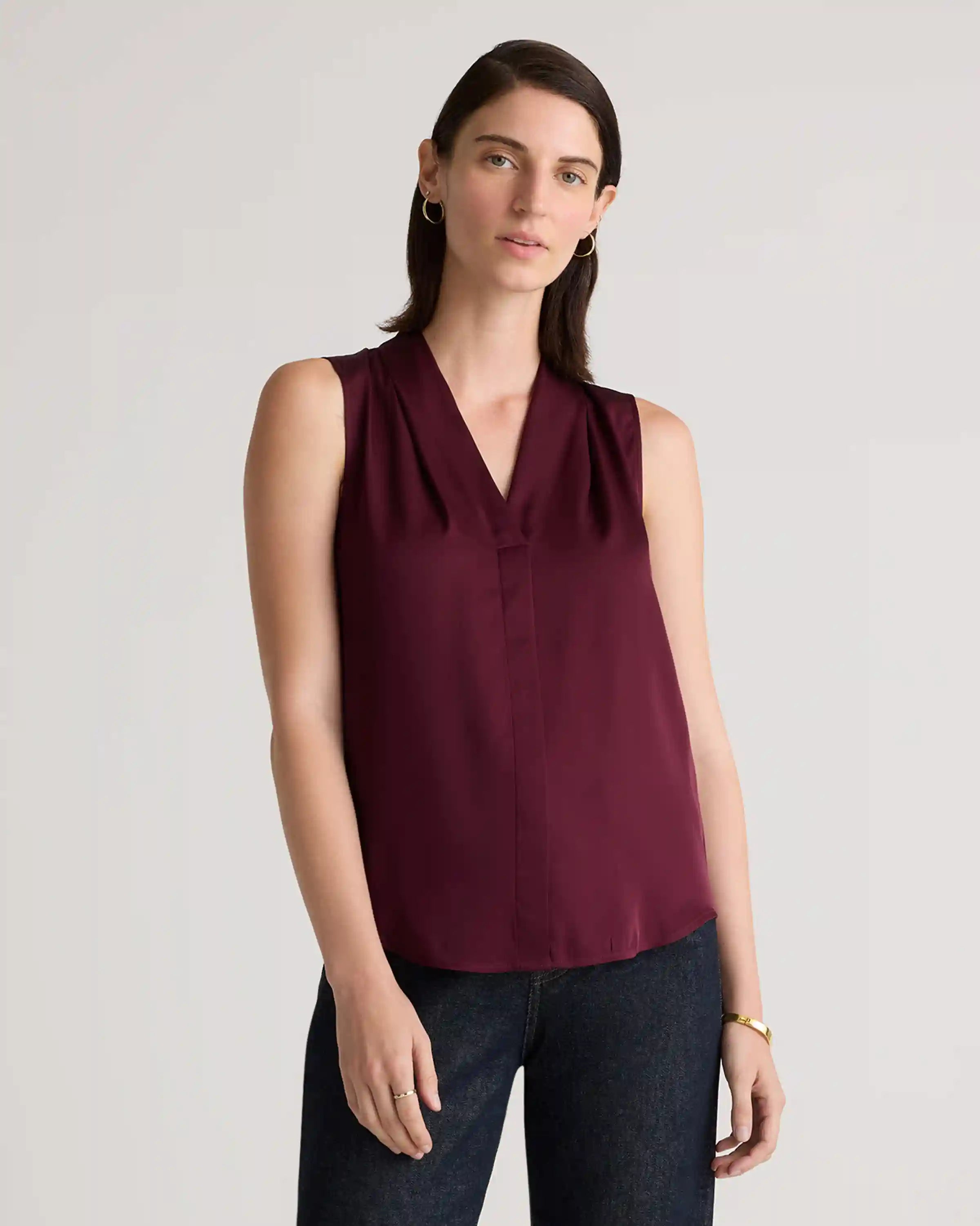 Washable Stretch Silk Sleeveless Blouse