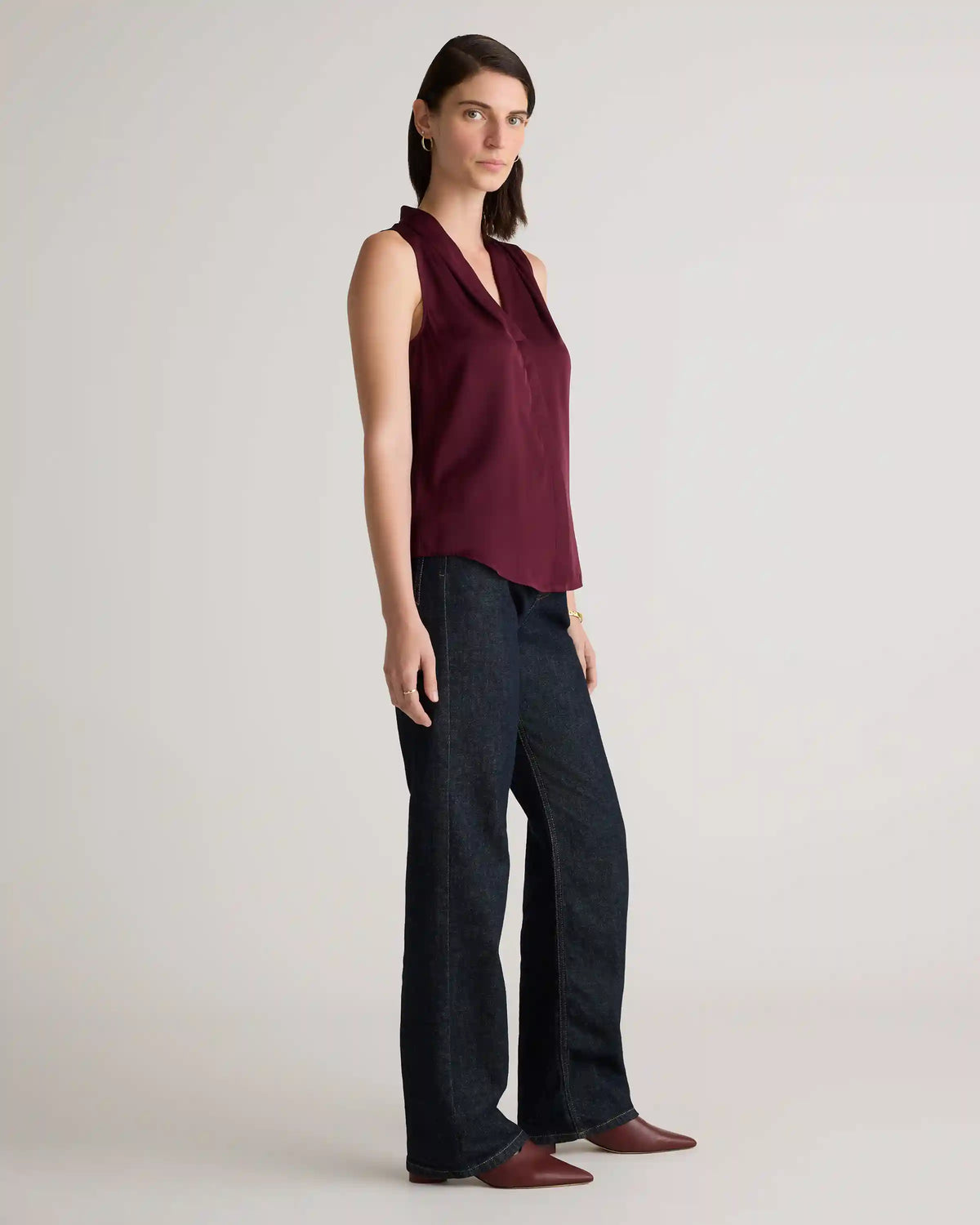 Washable Stretch Silk Sleeveless Blouse