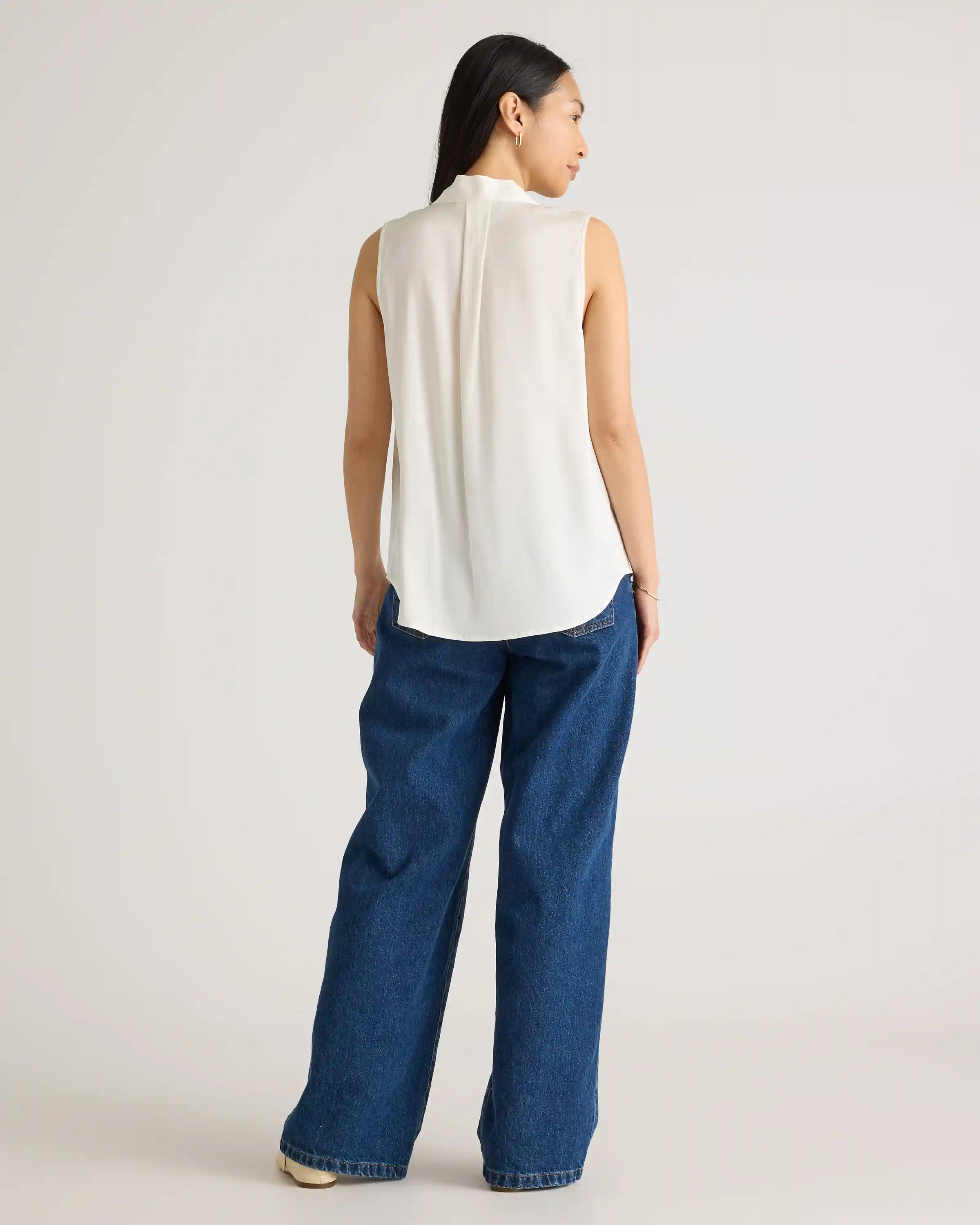 Washable Stretch Silk Sleeveless Blouse