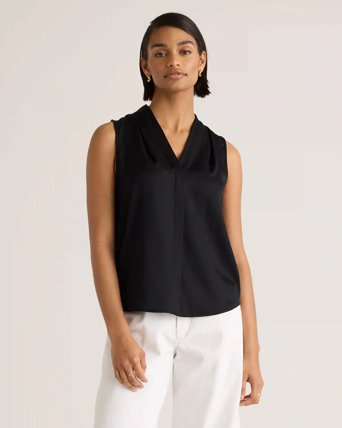 Washable Stretch Silk Sleeveless Blouse