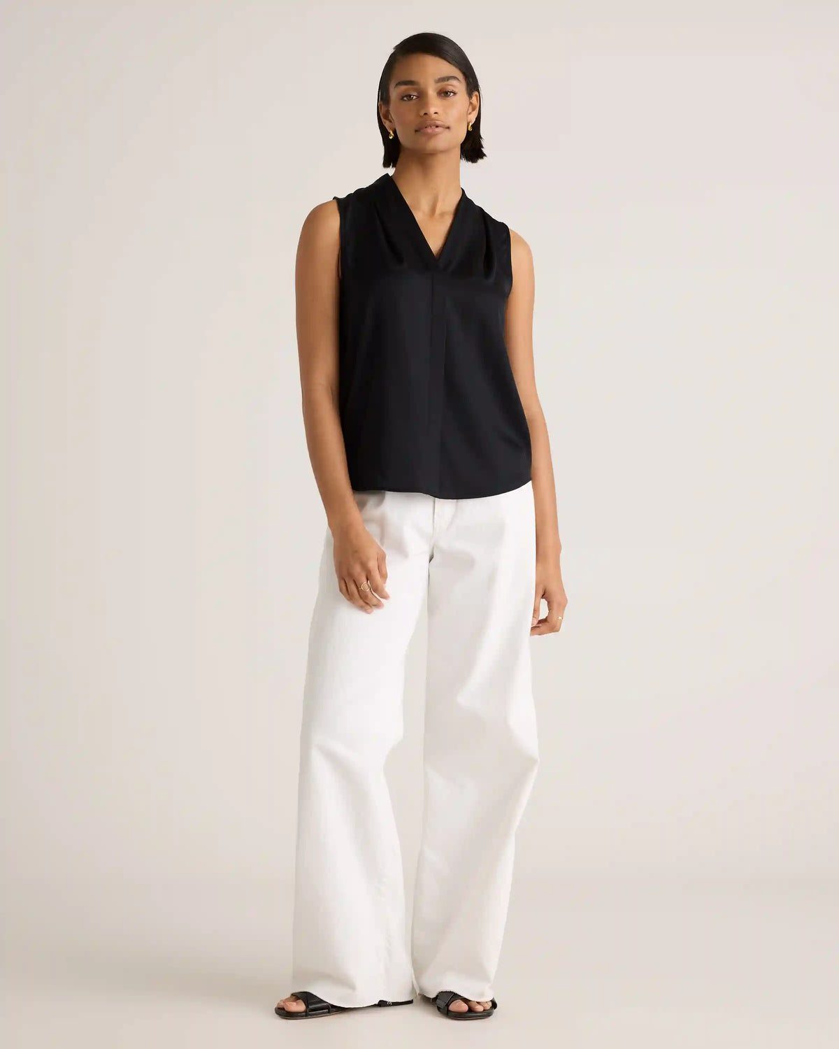 Washable Stretch Silk Sleeveless Blouse