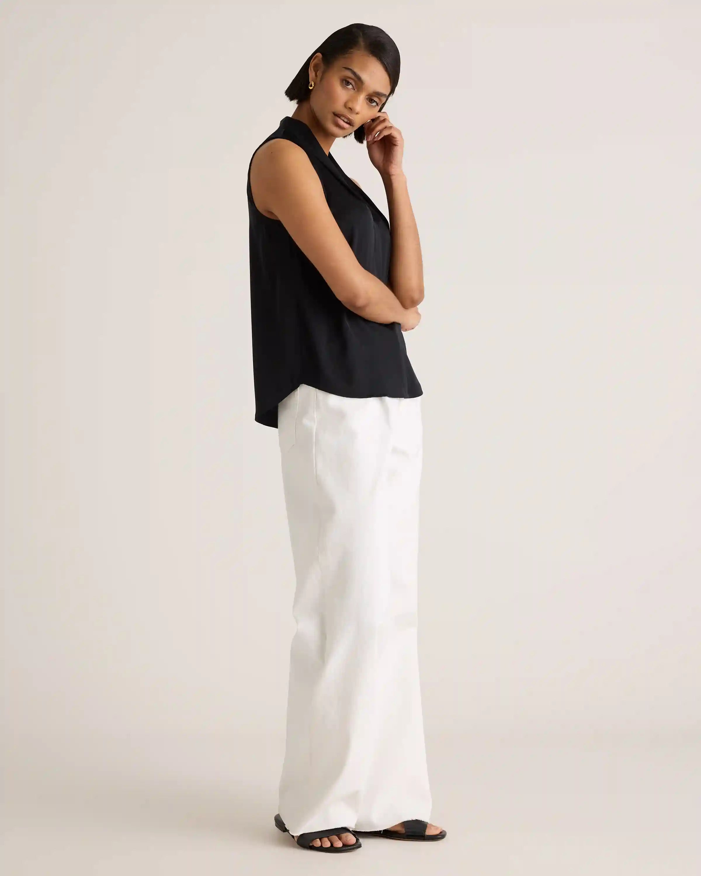 Washable Stretch Silk Sleeveless Blouse