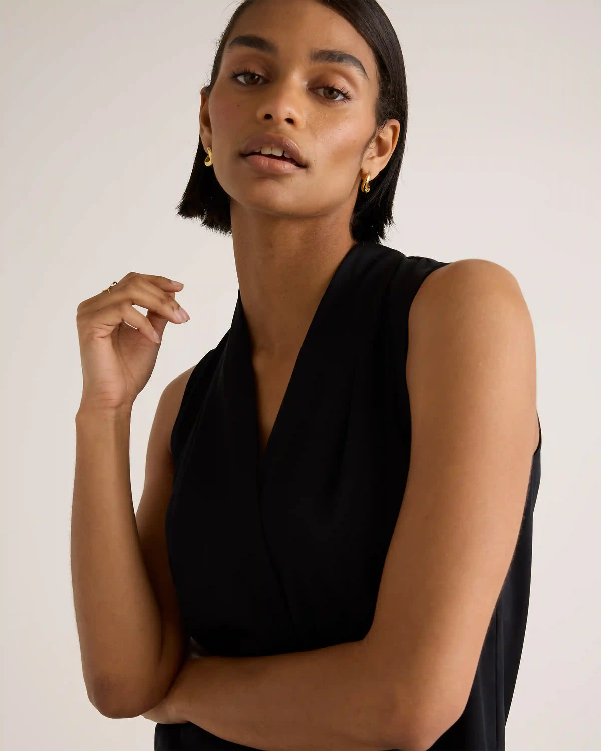 Washable Stretch Silk Sleeveless Blouse