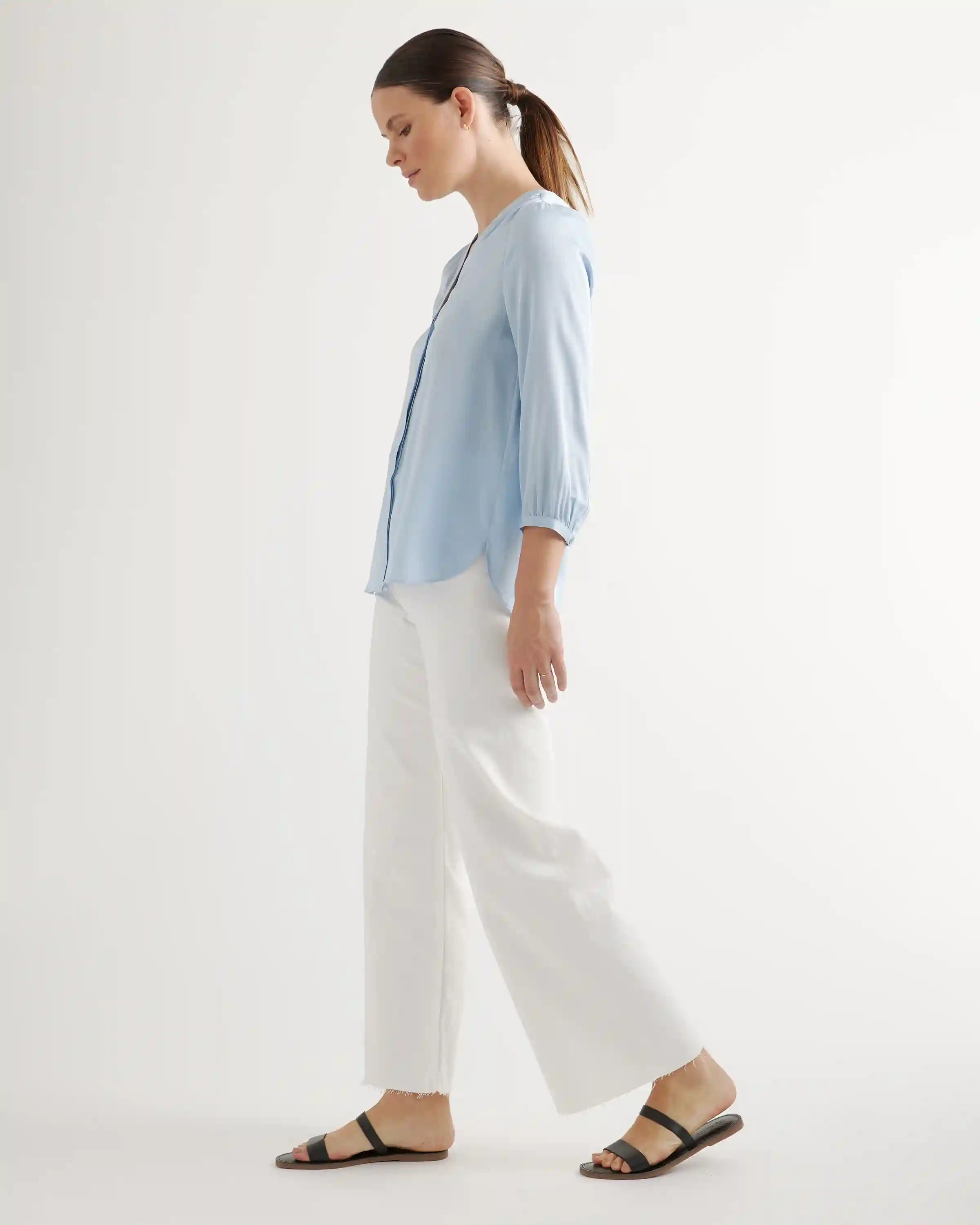 Washable Stretch Silk Pleat Back Blouse