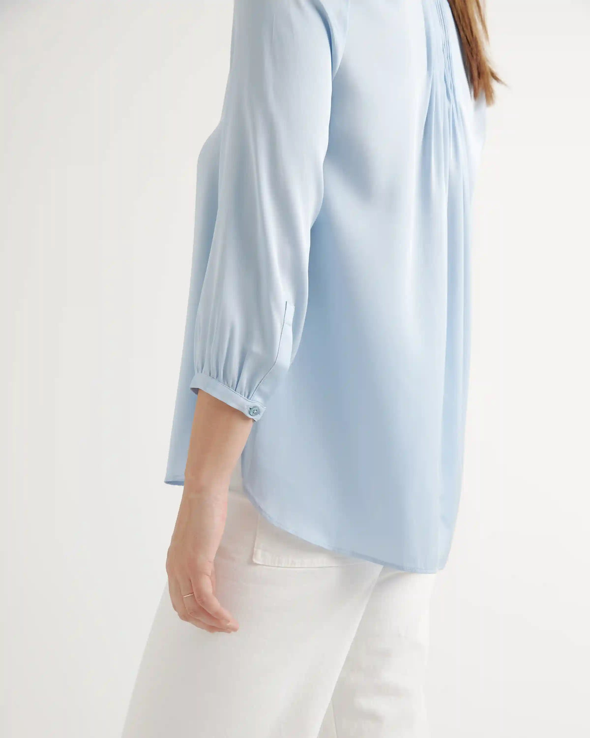 Washable Stretch Silk Pleat Back Blouse