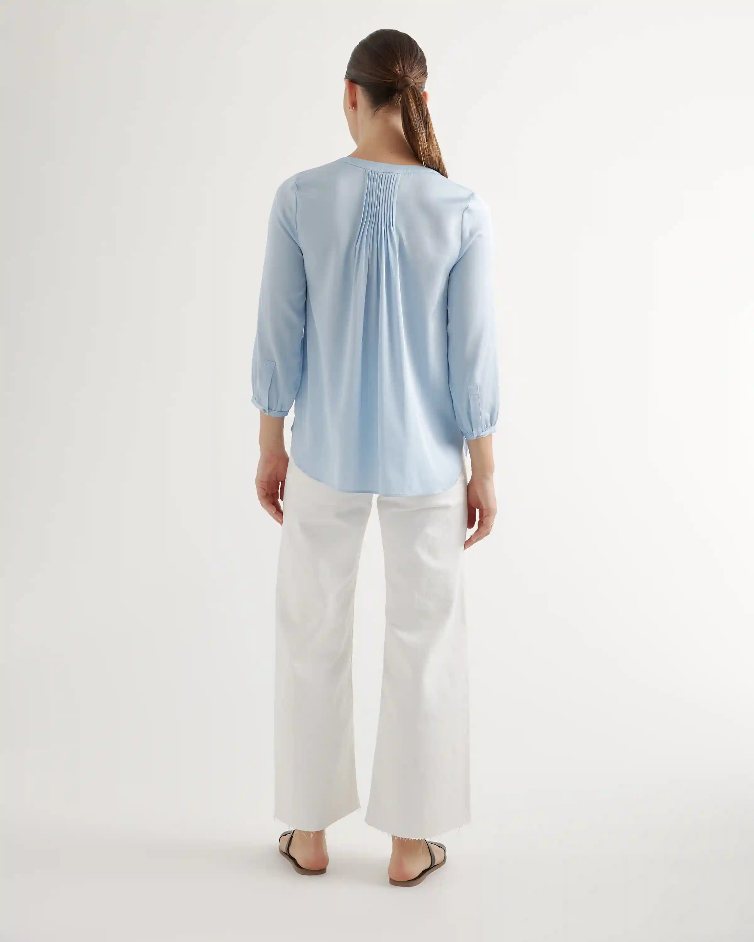 Washable Stretch Silk Pleat Back Blouse