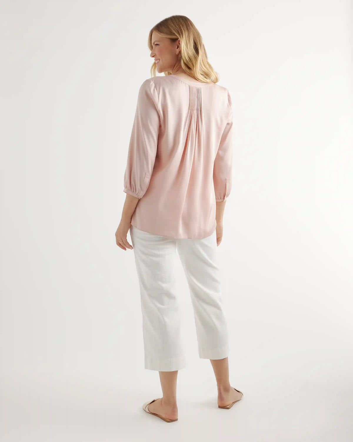 Washable Stretch Silk Pleat Back Blouse