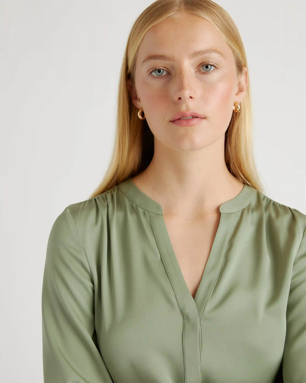 Washable Stretch Silk Pleat Back Blouse