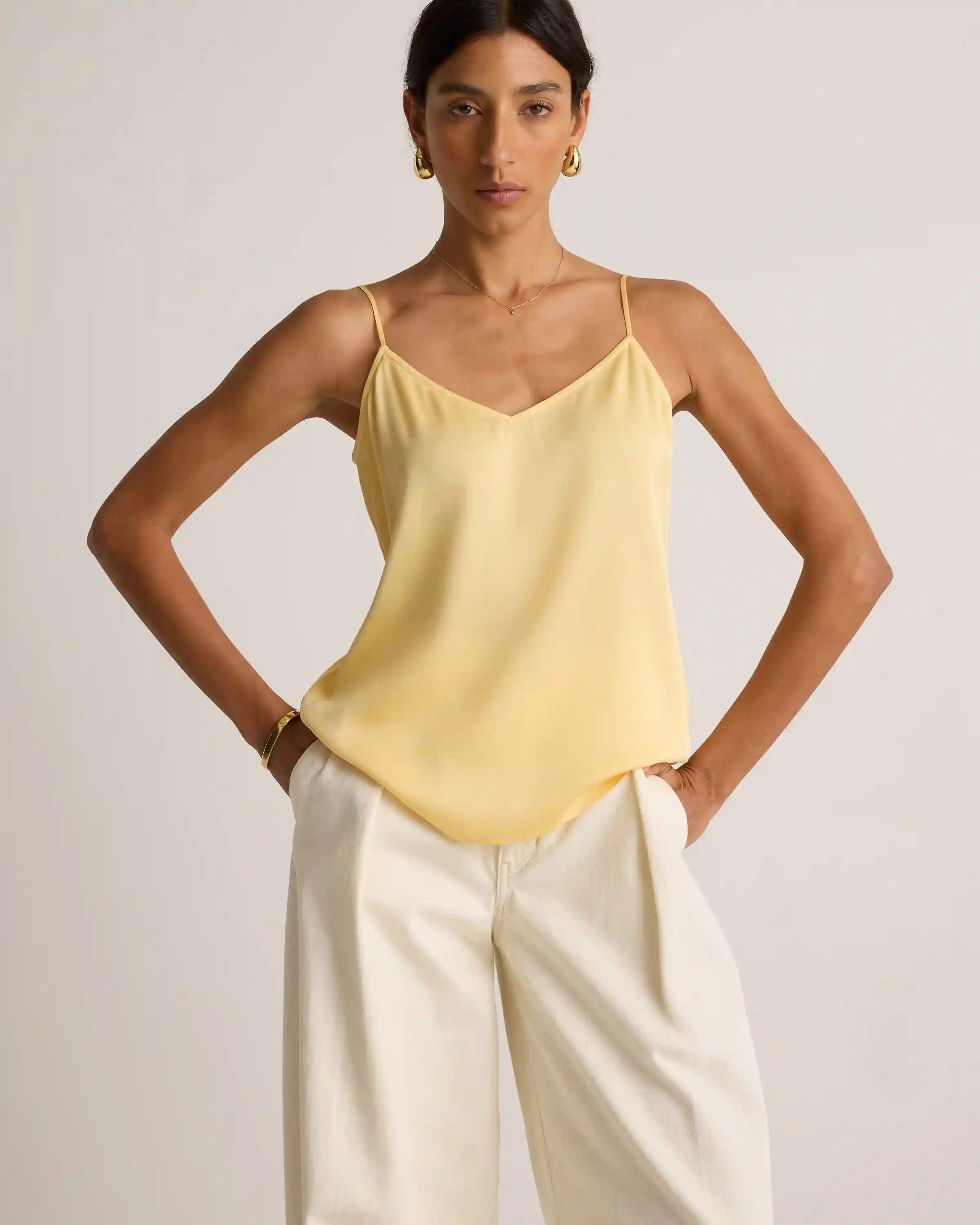 Washable Stretch Silk V-Neck Cami