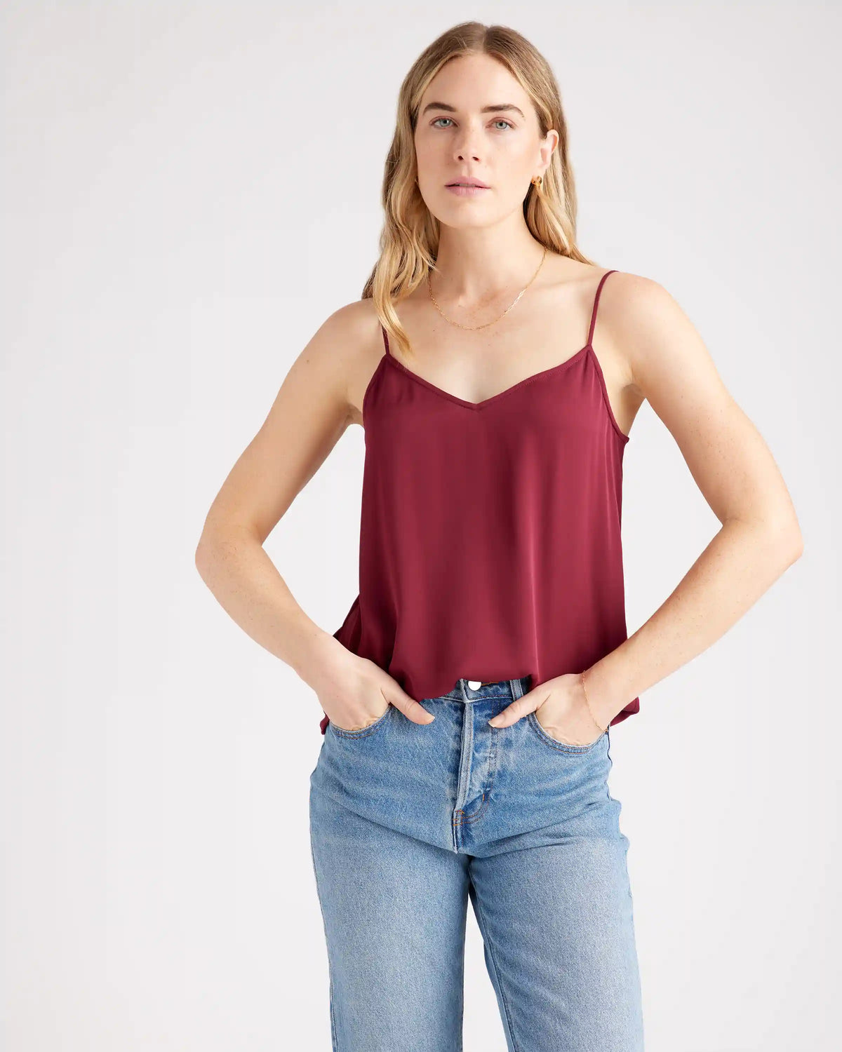 Washable Stretch Silk V-Neck Cami