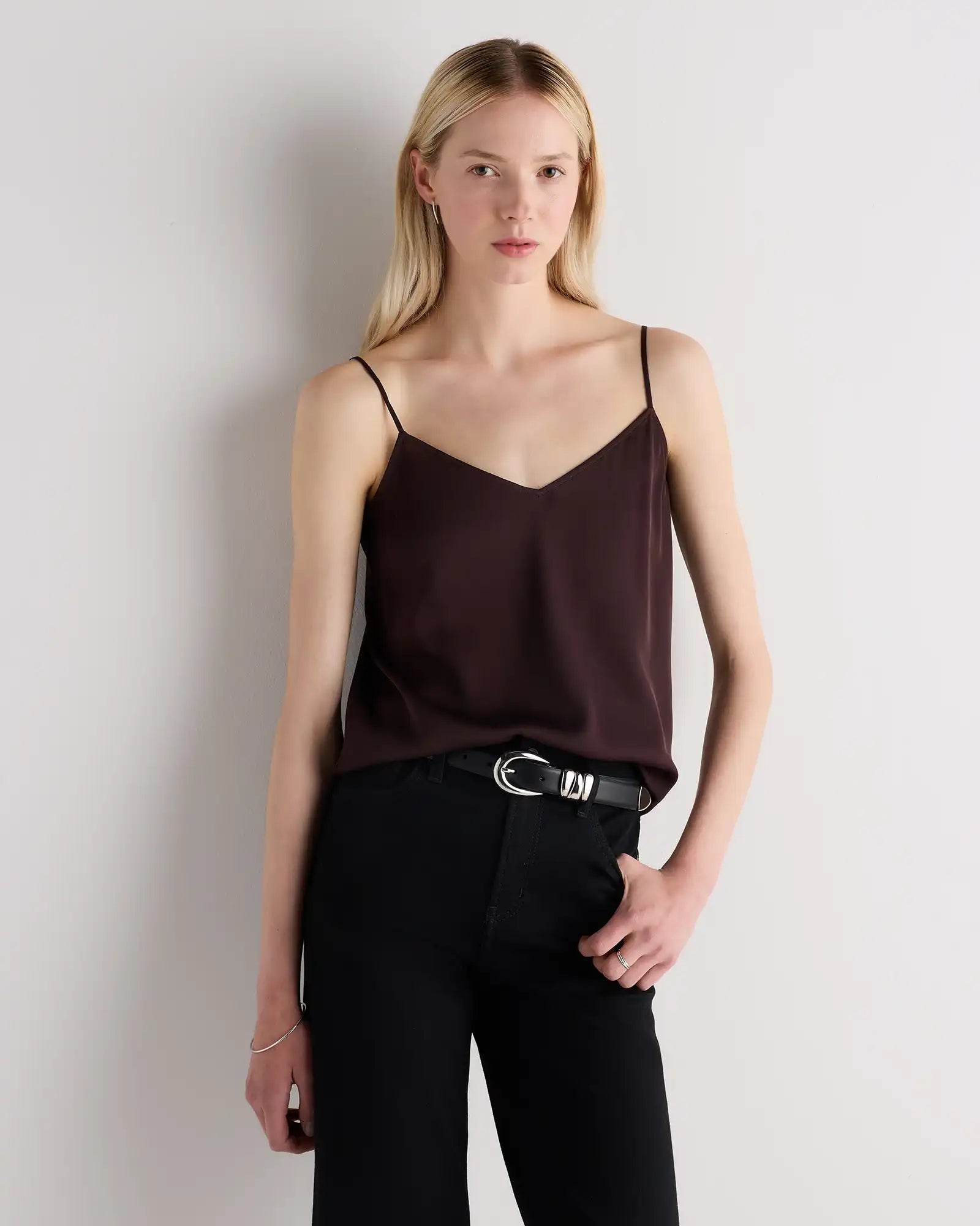 Washable Stretch Silk V-Neck Cami