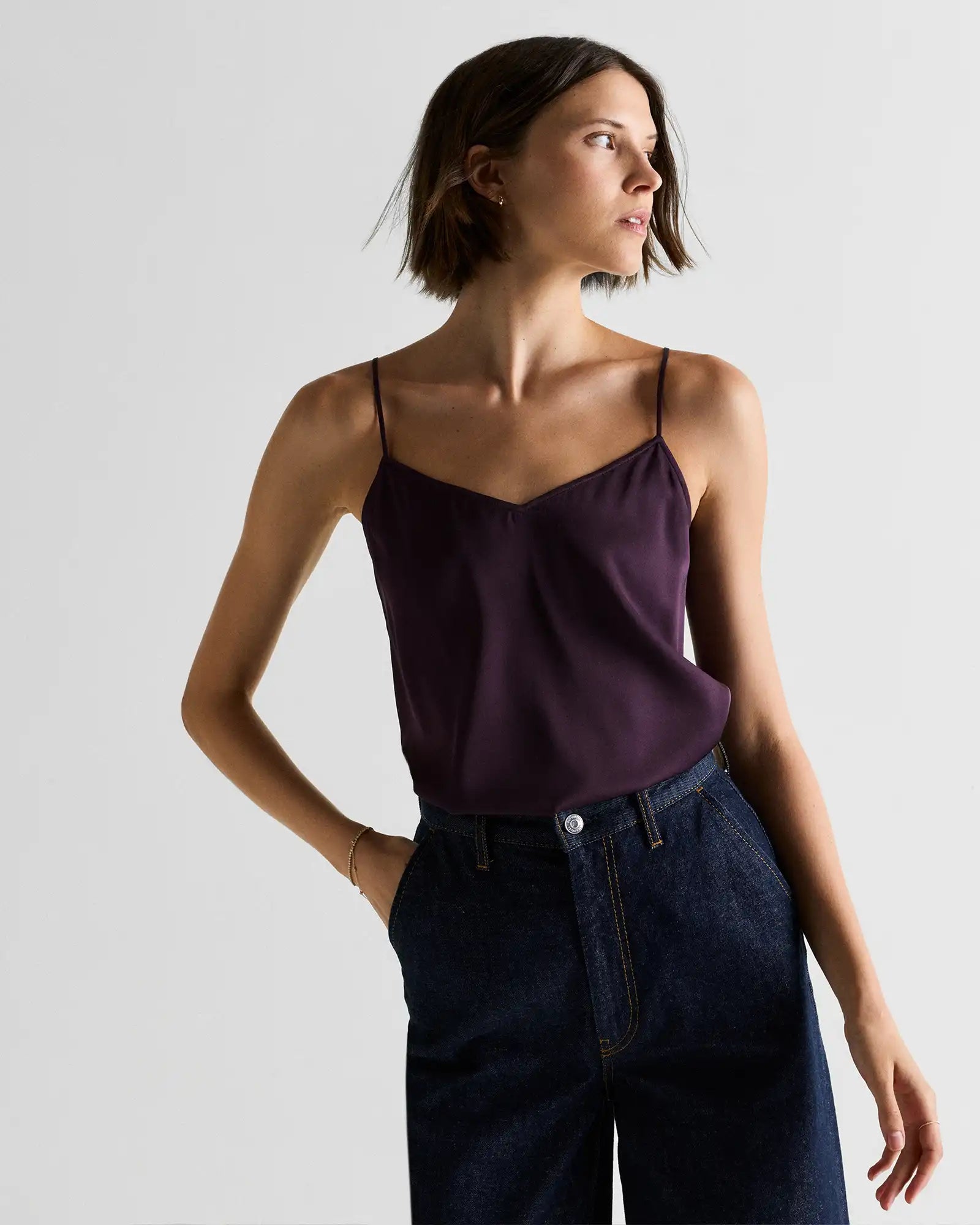 Washable Stretch Silk V-Neck Cami