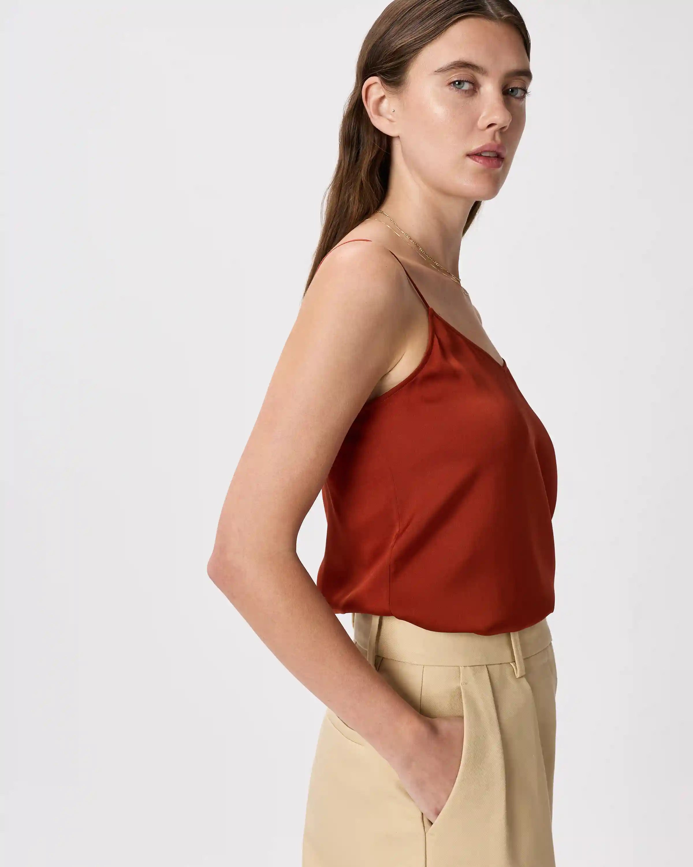 Washable Stretch Silk V-Neck Cami