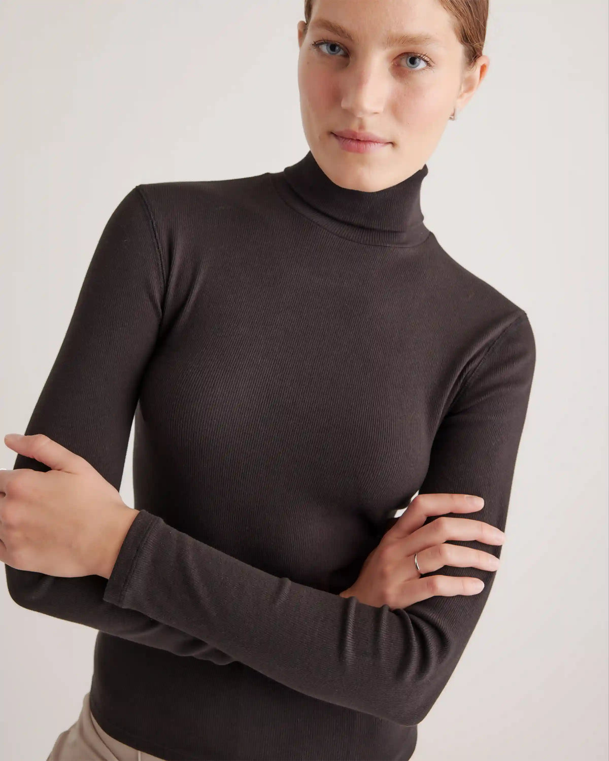 Organic Cotton Micro-Rib Turtleneck