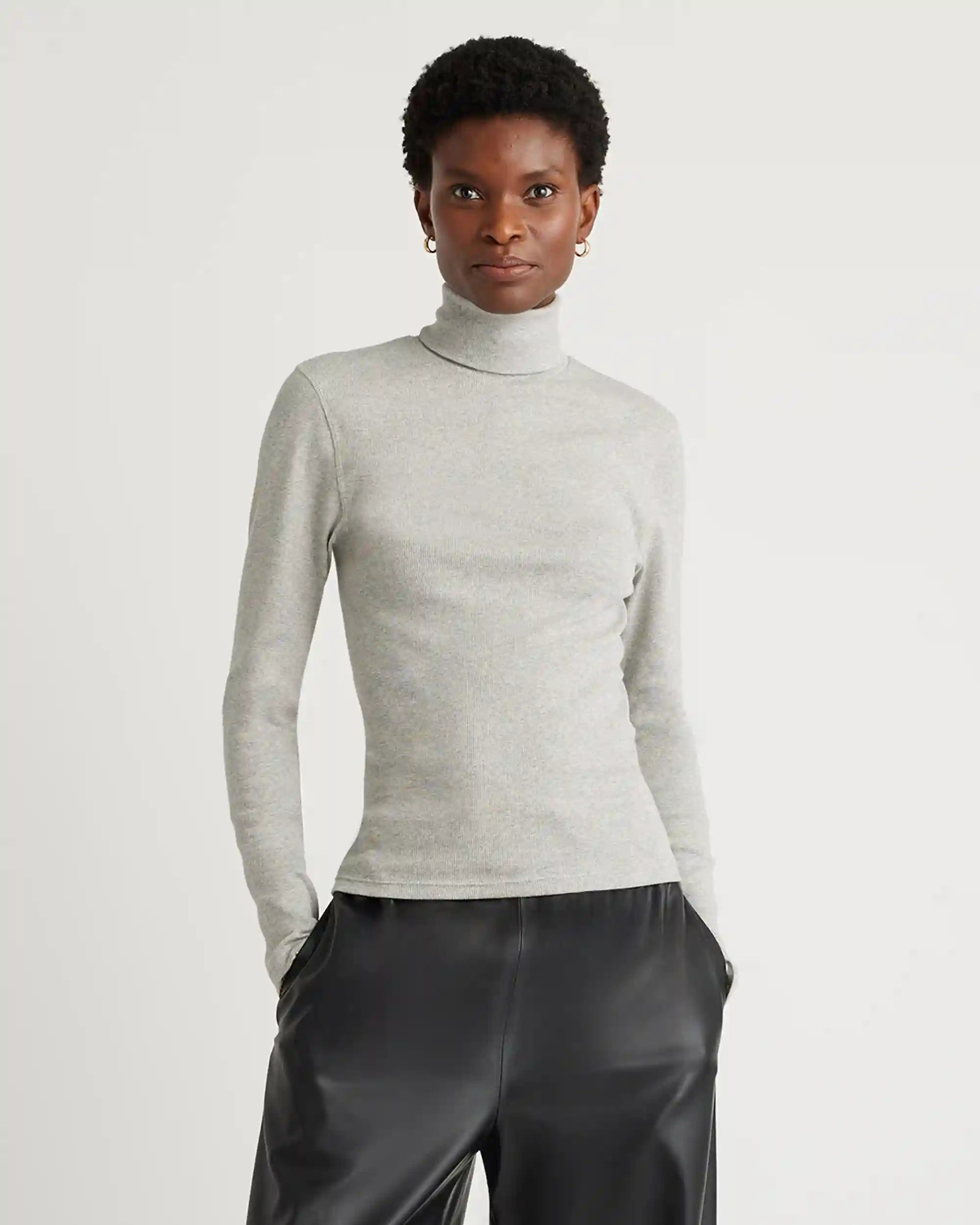 Organic Cotton Micro-Rib Turtleneck