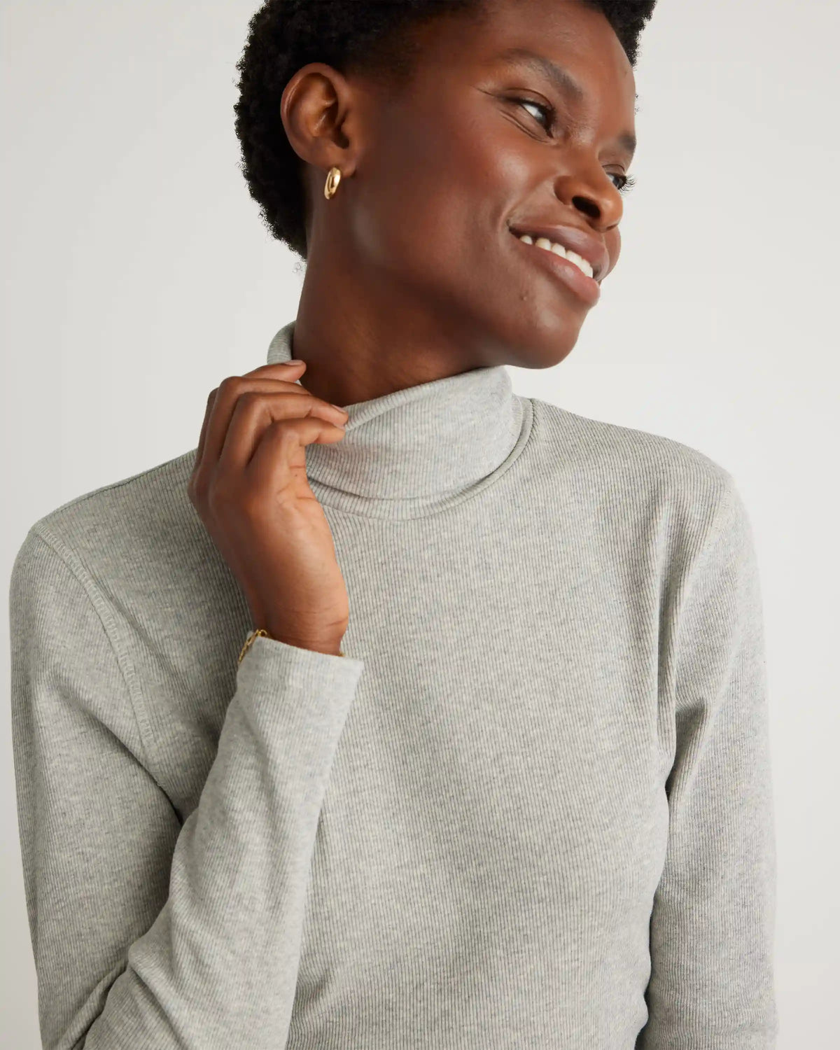 Organic Cotton Micro-Rib Turtleneck