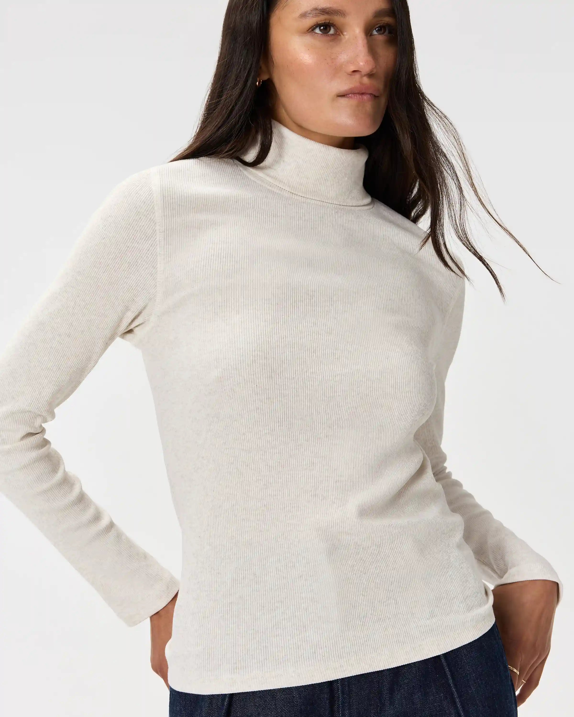 Organic Cotton Micro-Rib Turtleneck