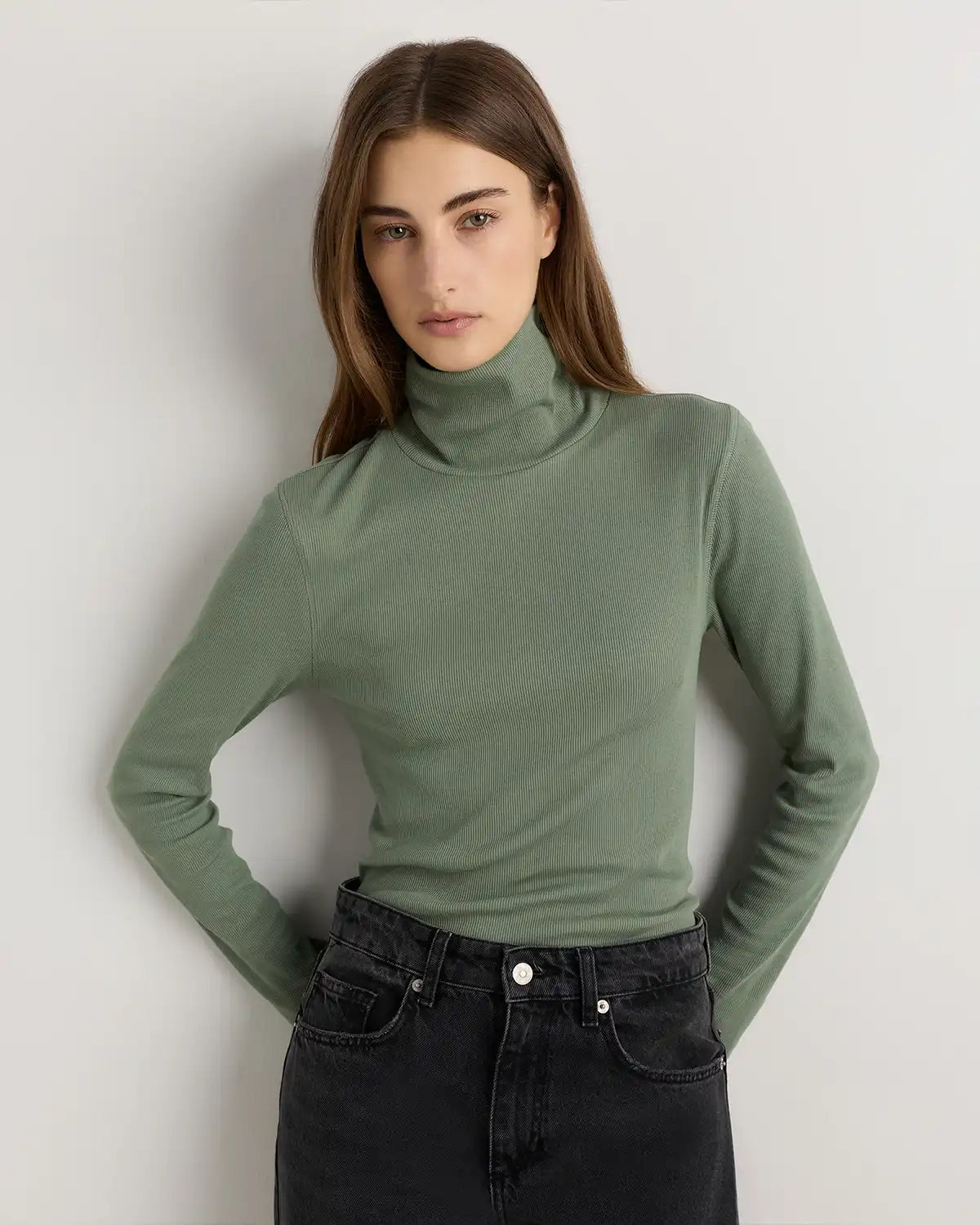 Organic Cotton Micro-Rib Turtleneck