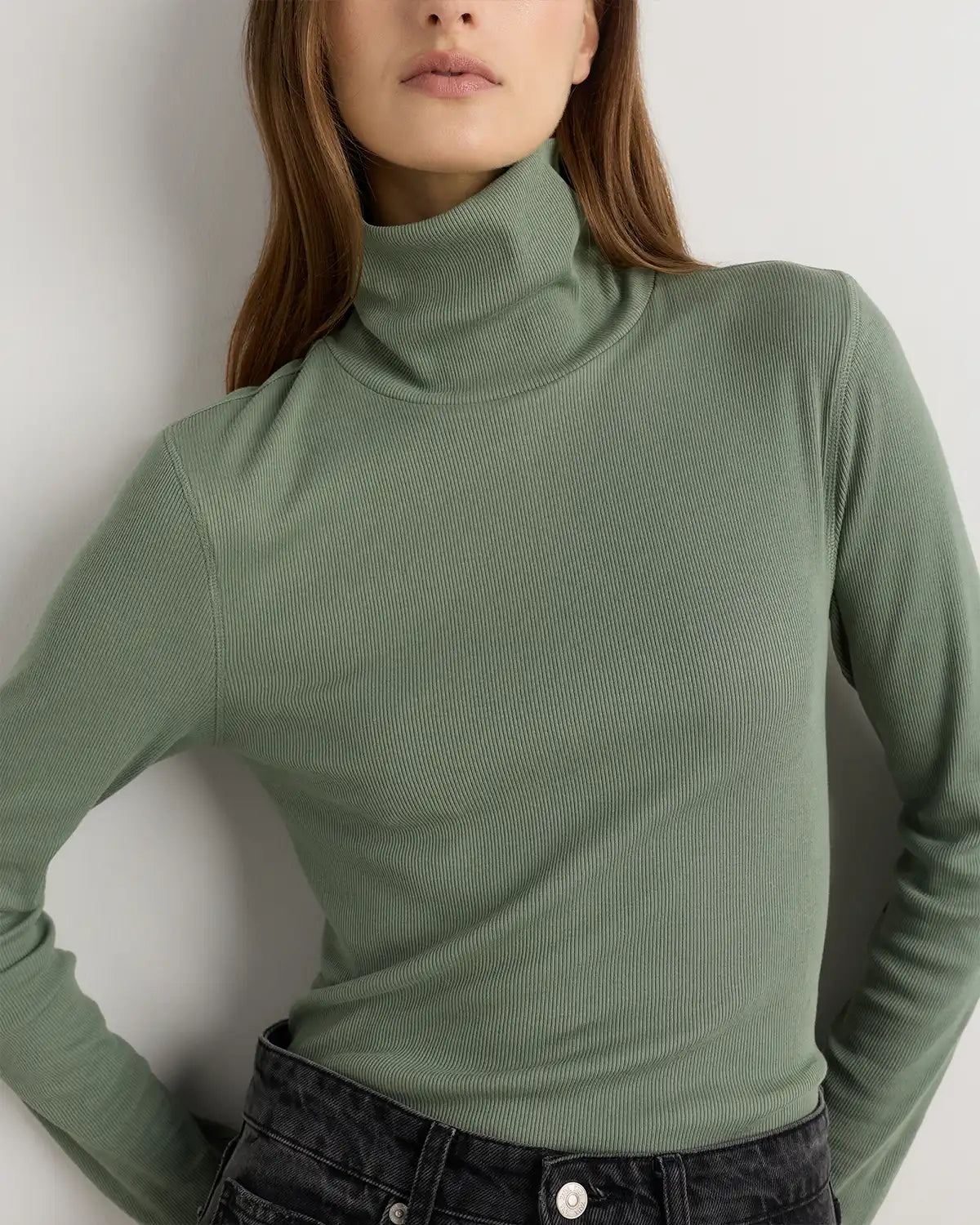 Organic Cotton Micro-Rib Turtleneck