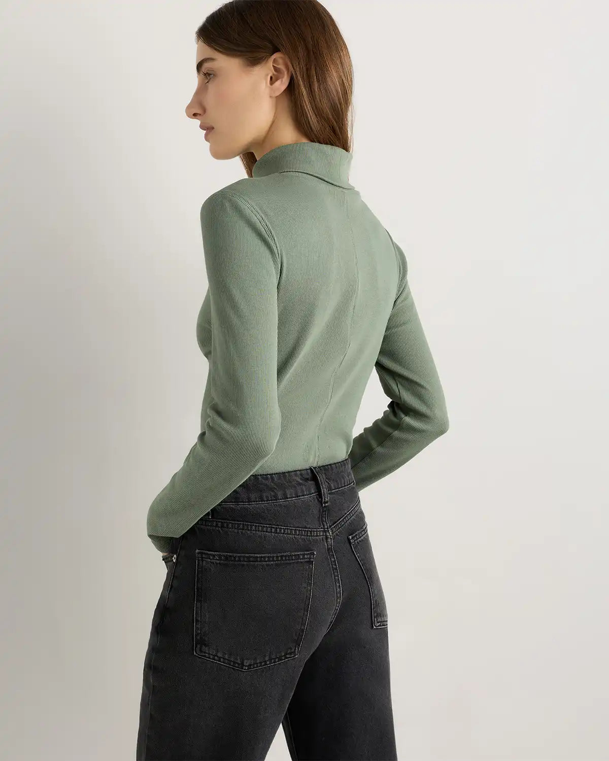 Organic Cotton Micro-Rib Turtleneck