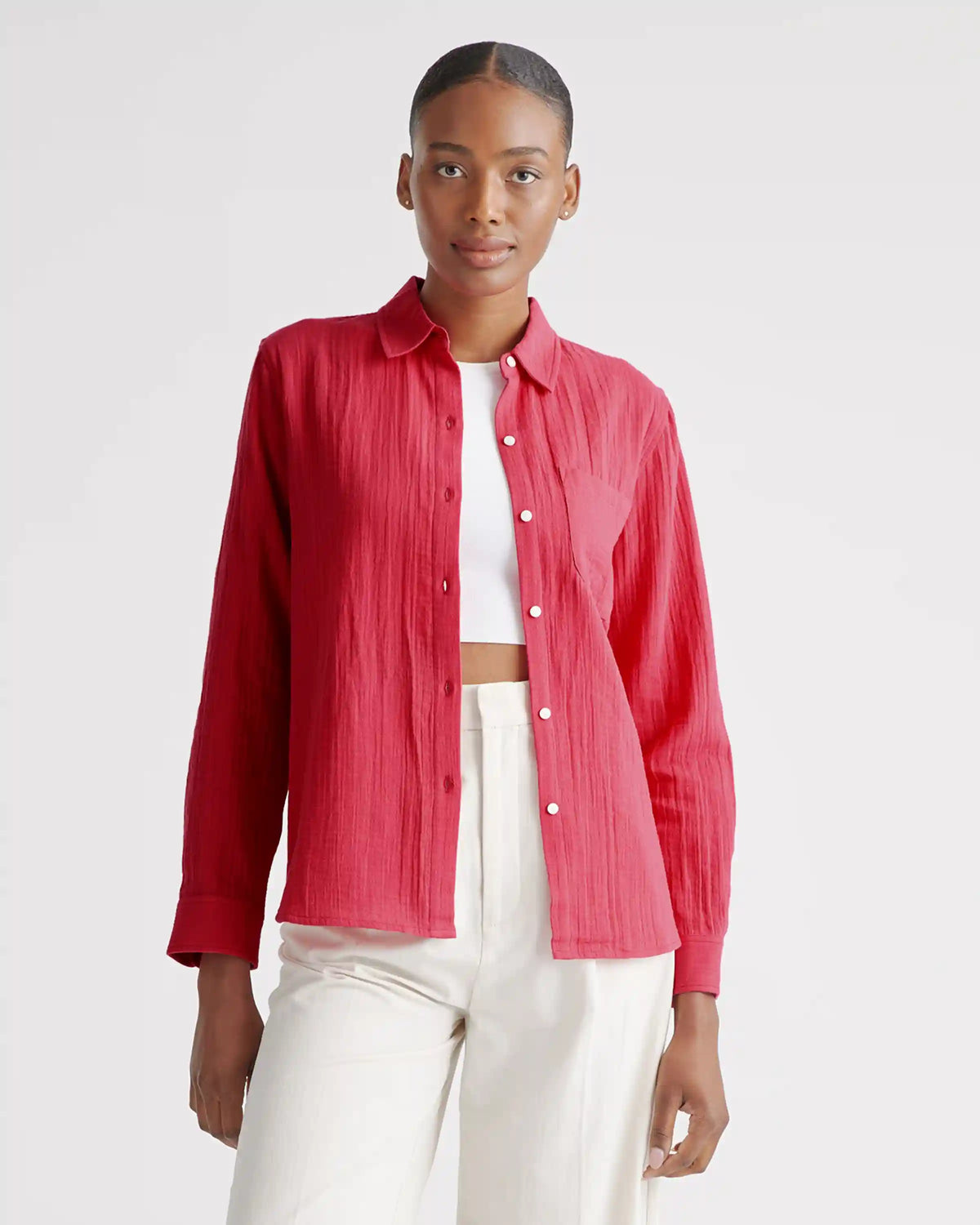 100% Organic Cotton Gauze Long Sleeve Shirt