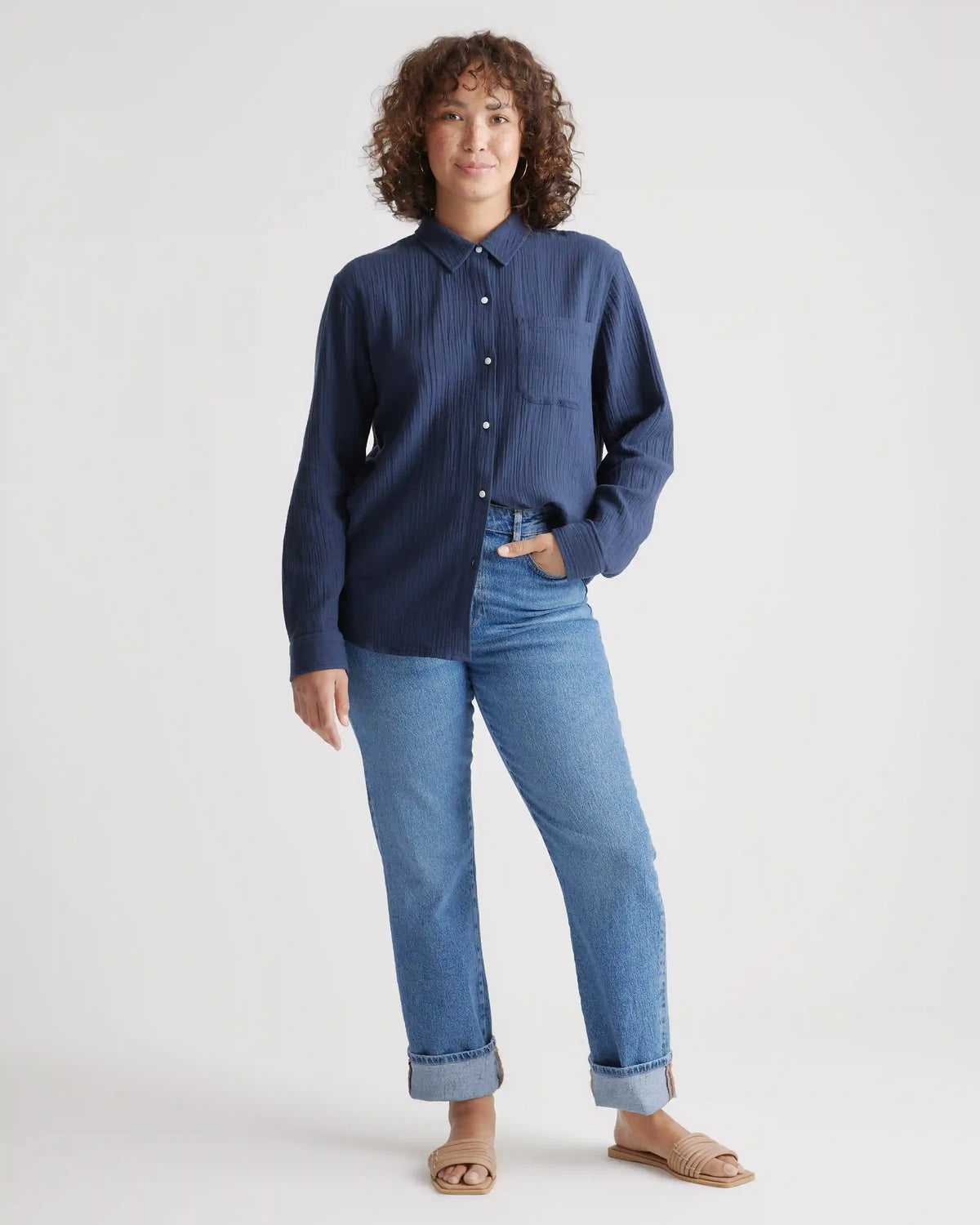 100% Organic Cotton Gauze Long Sleeve Shirt