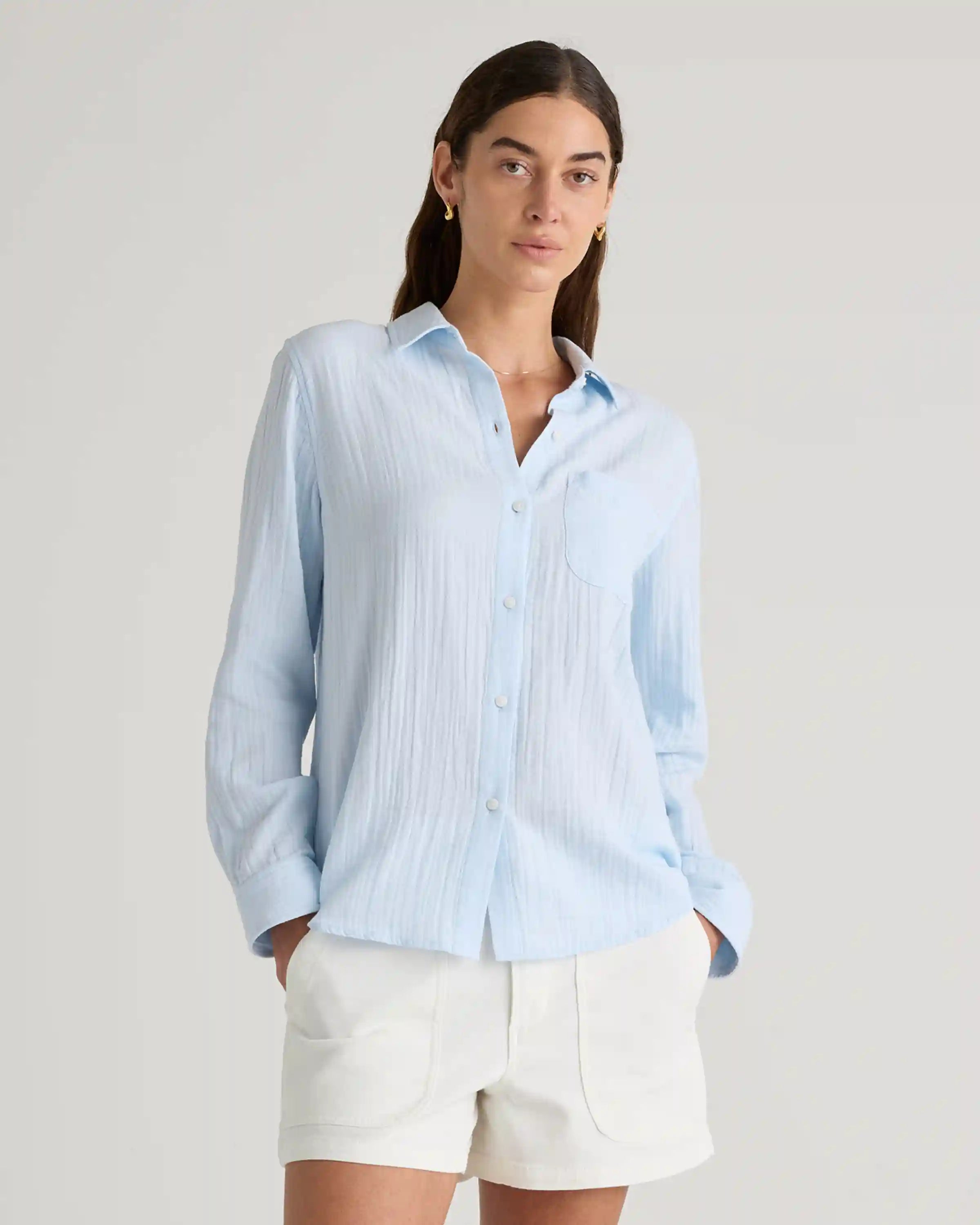 100% Organic Cotton Gauze Long Sleeve Shirt