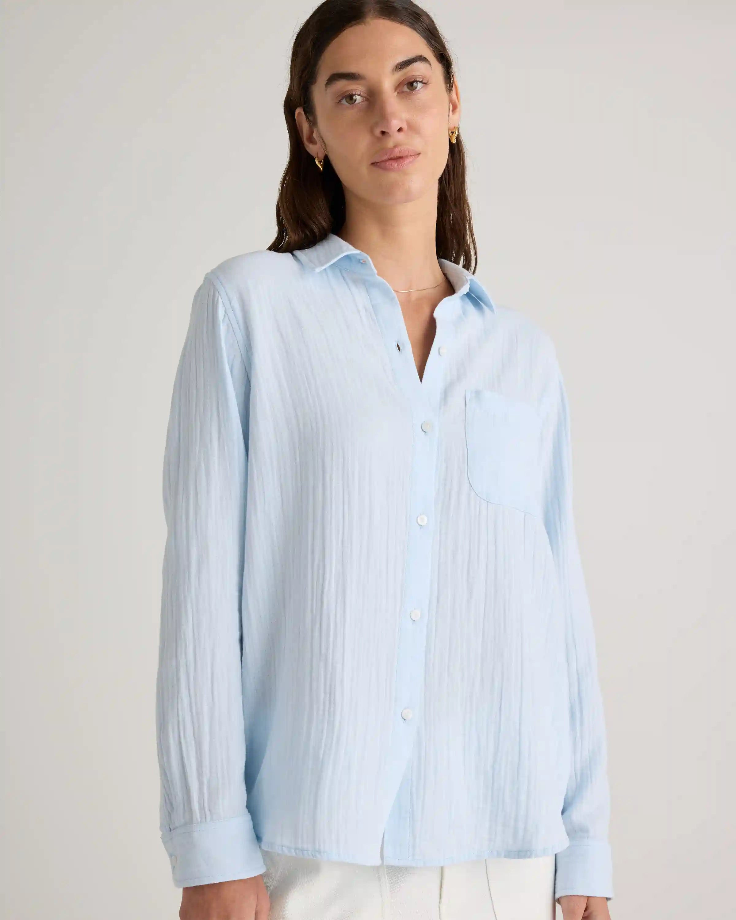 100% Organic Cotton Gauze Long Sleeve Shirt