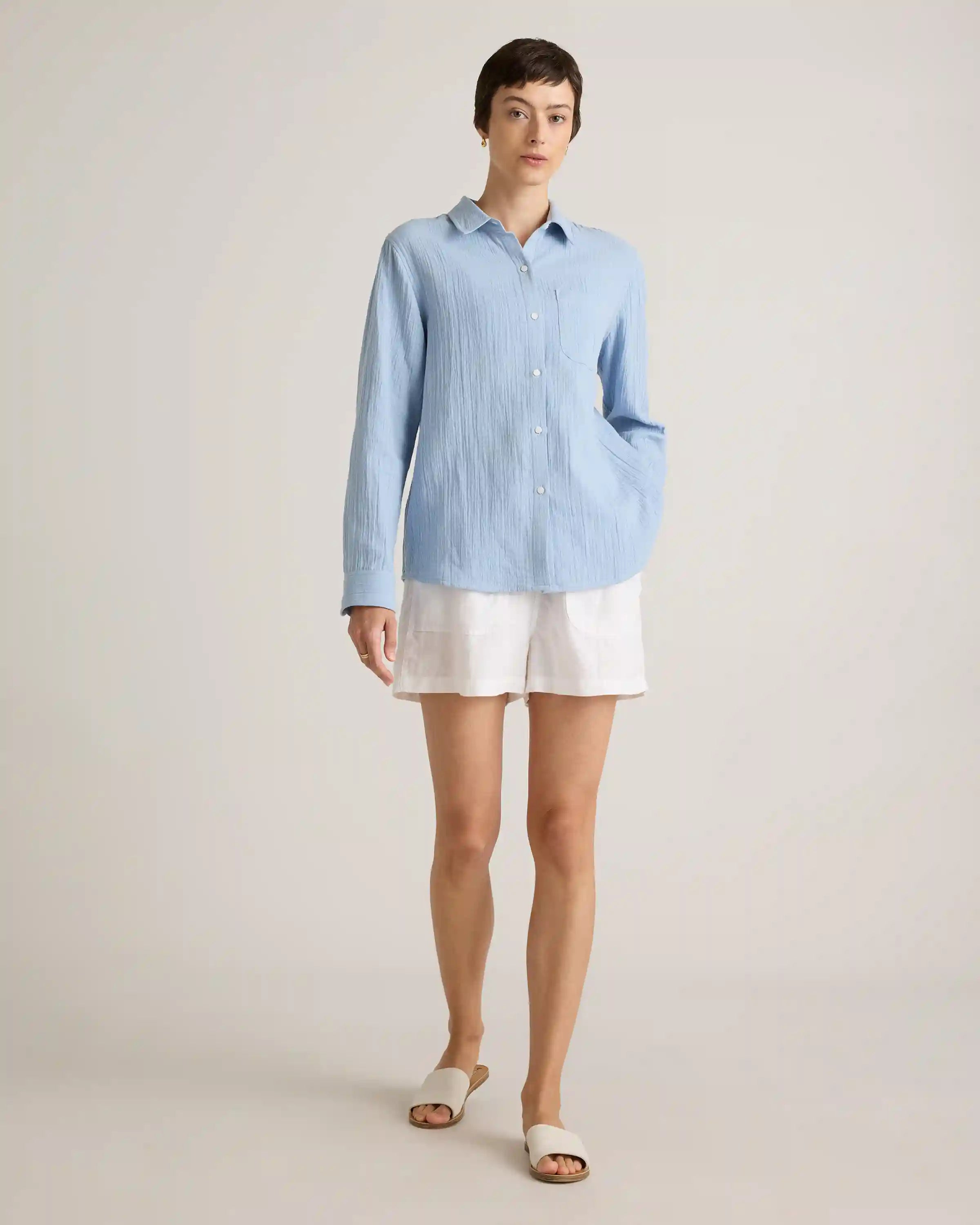 100% Organic Cotton Gauze Long Sleeve Shirt