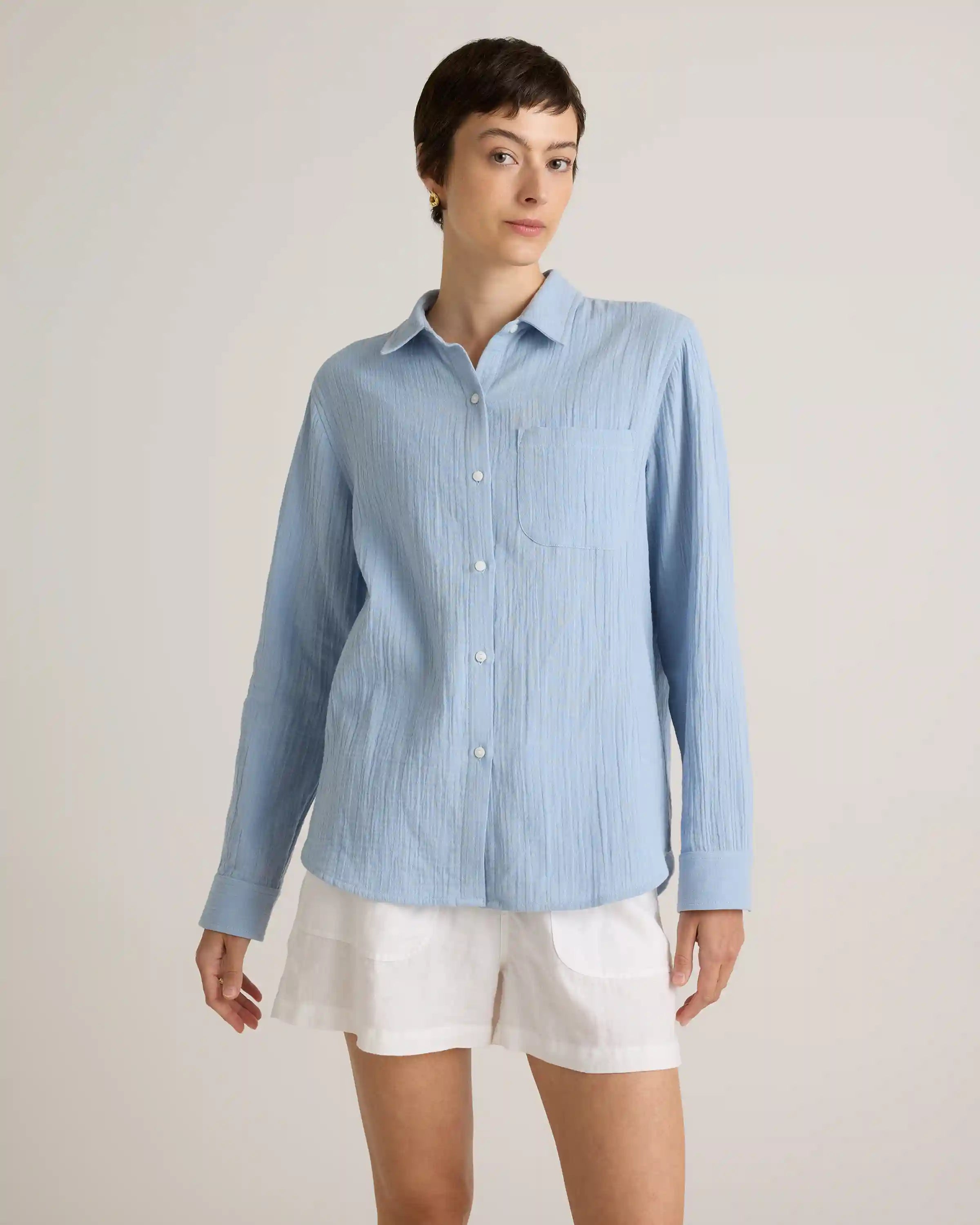 100% Organic Cotton Gauze Long Sleeve Shirt