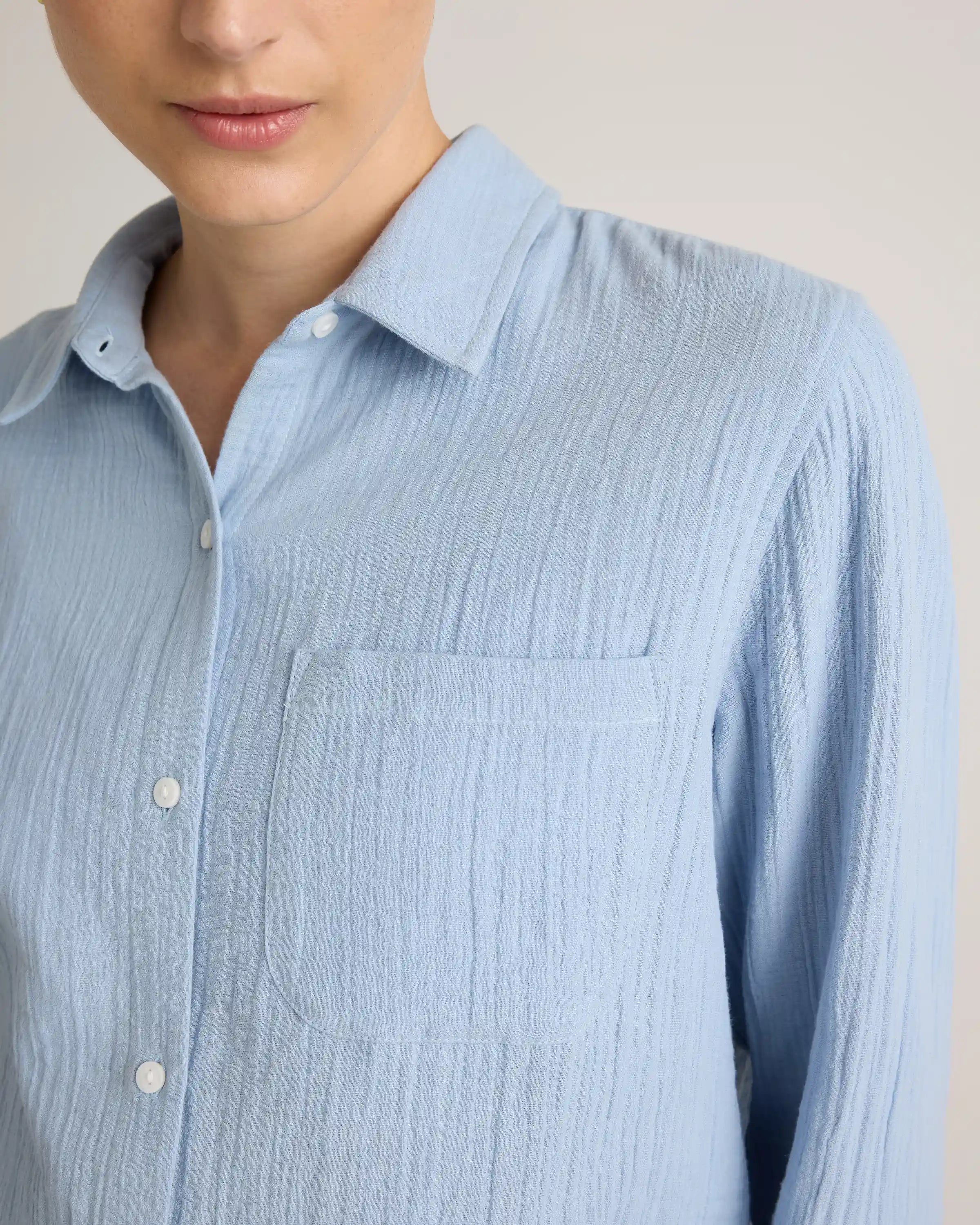 100% Organic Cotton Gauze Long Sleeve Shirt