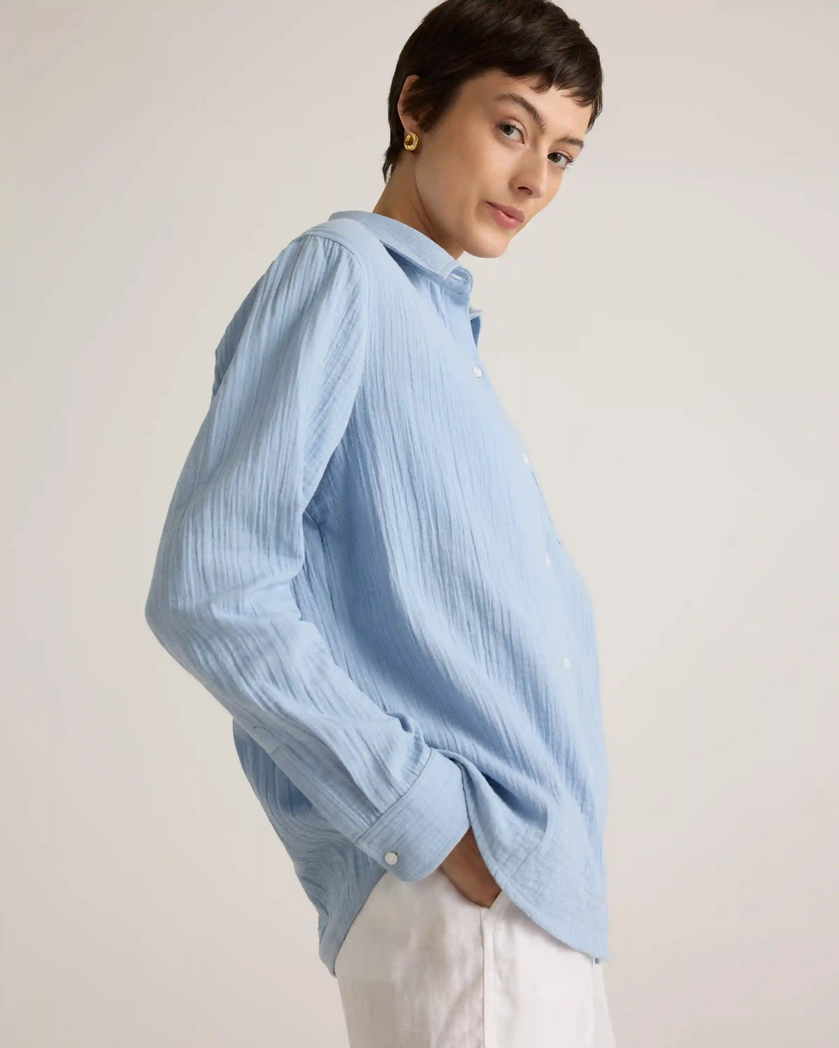 100% Organic Cotton Gauze Long Sleeve Shirt