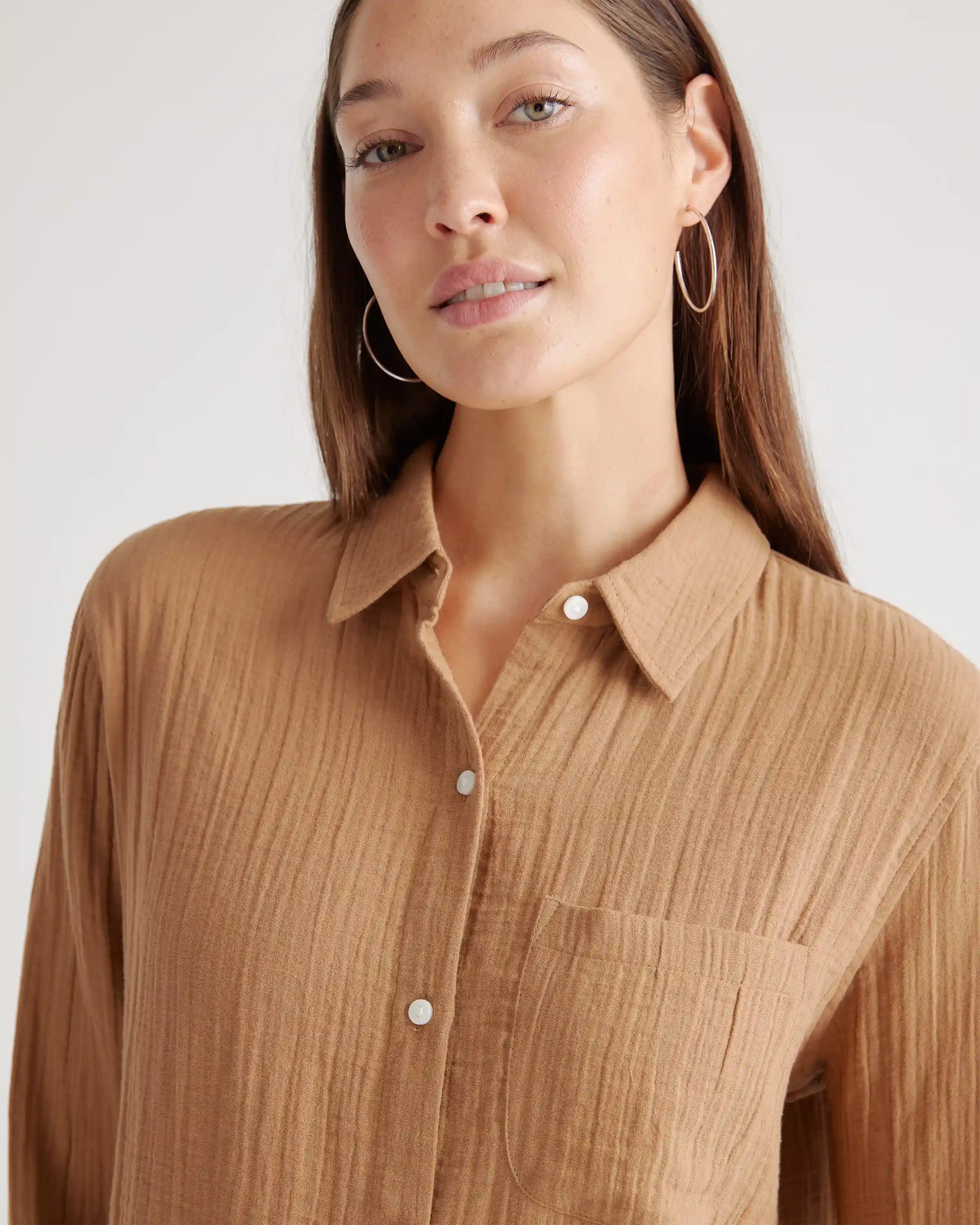 100% Organic Cotton Gauze Long Sleeve Shirt