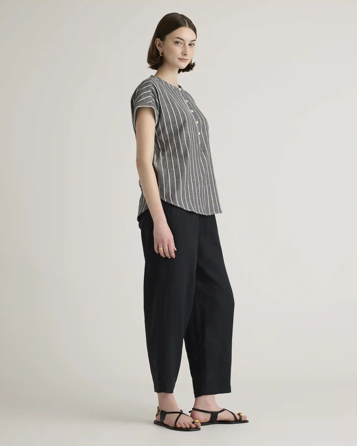100% Organic Cotton Gauze Roll Sleeve Shirt