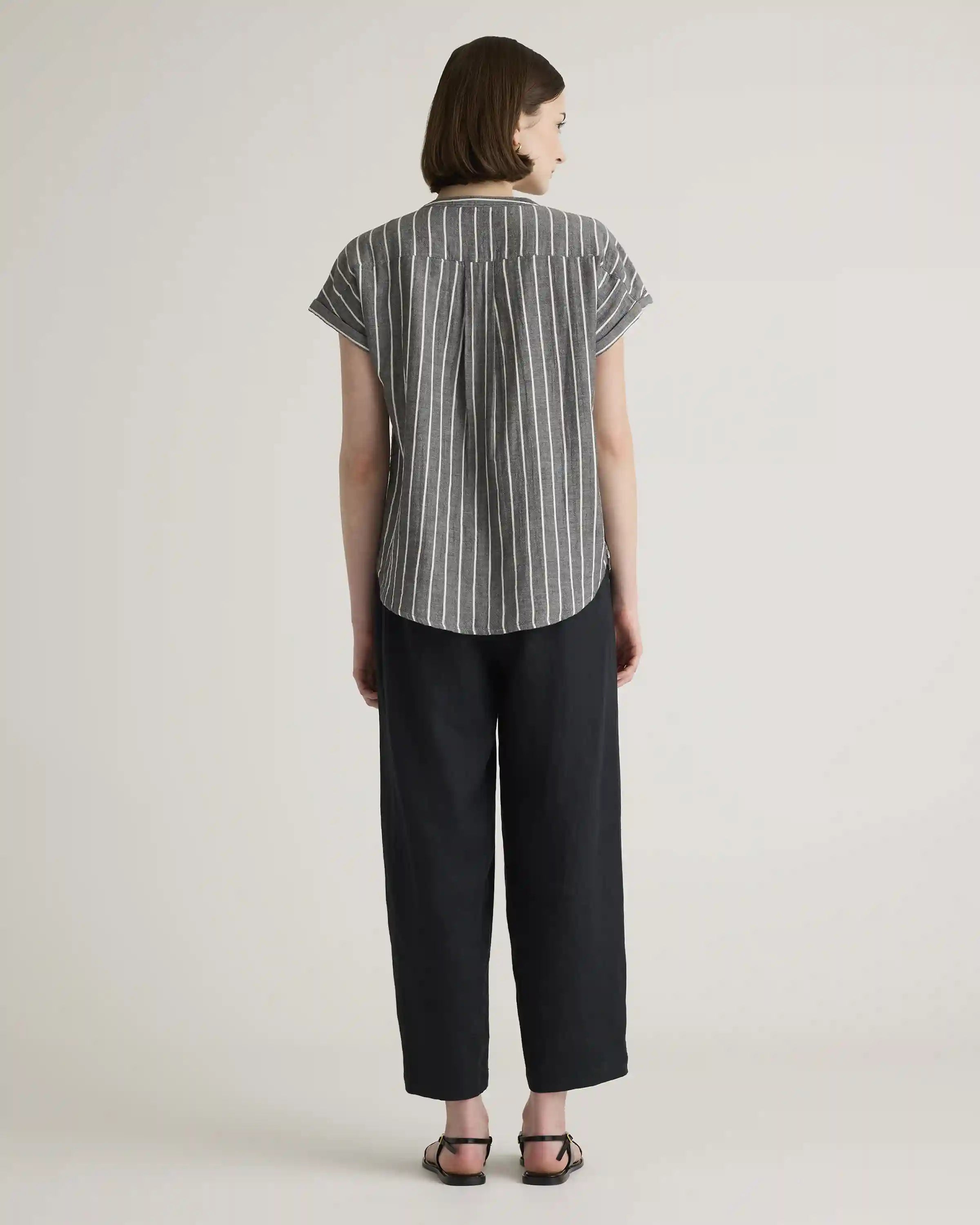 100% Organic Cotton Gauze Roll Sleeve Shirt
