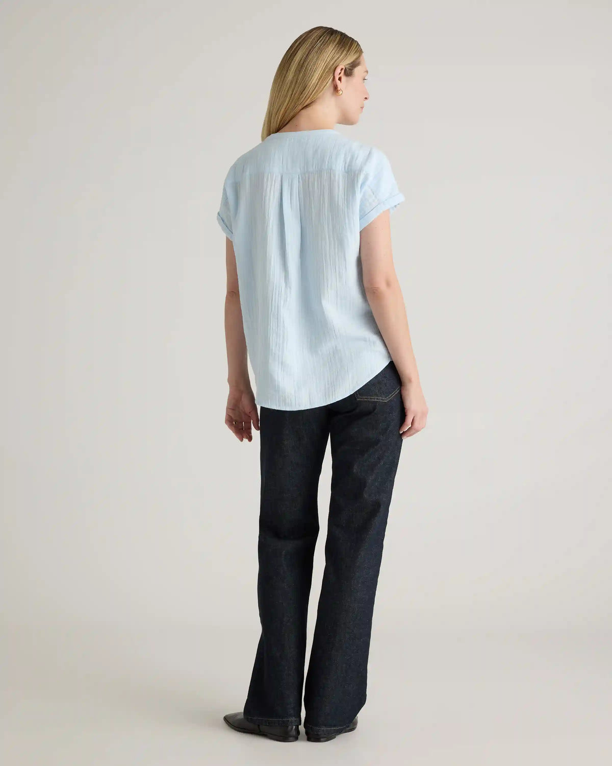 100% Organic Cotton Gauze Roll Sleeve Shirt