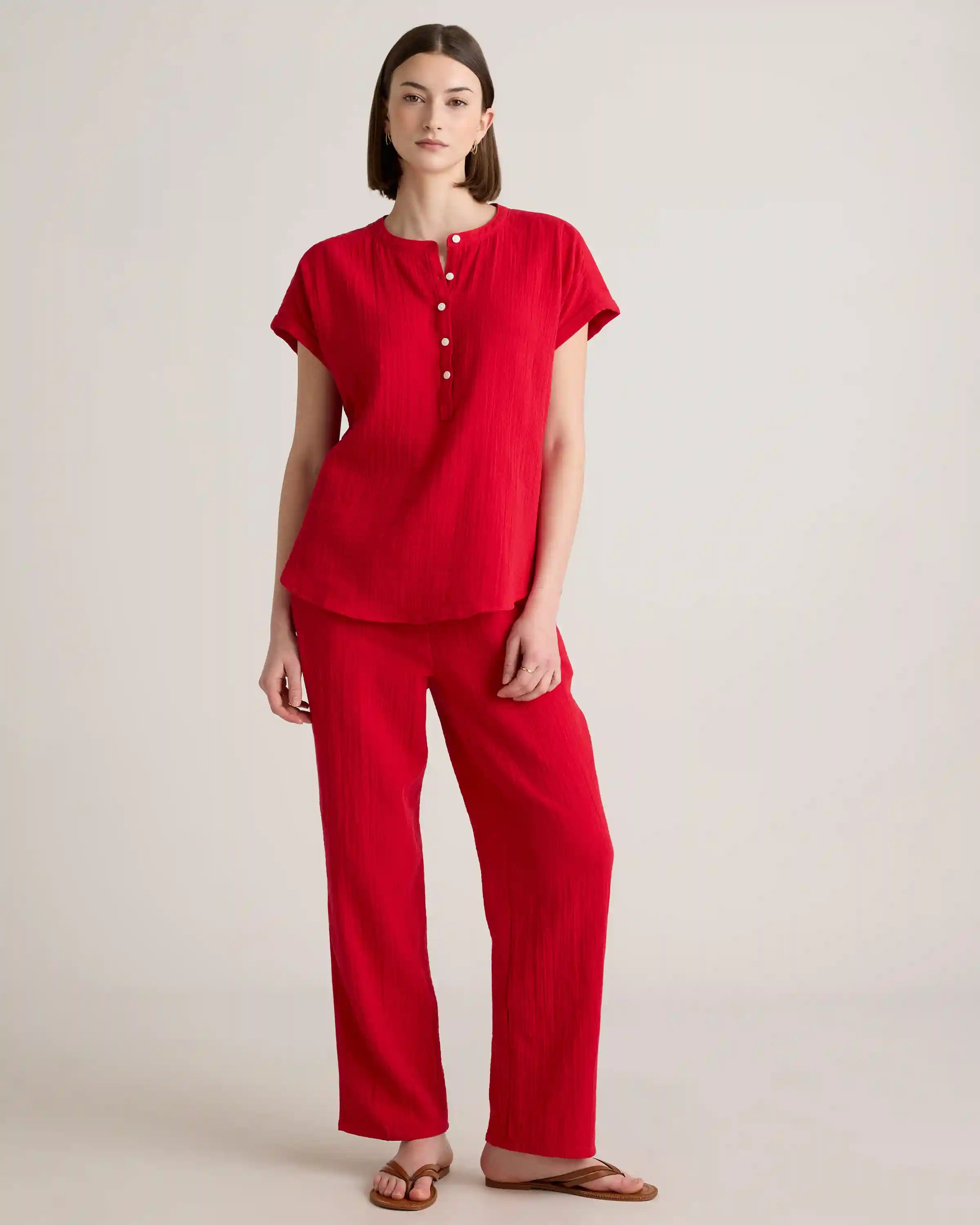 100% Organic Cotton Gauze Roll Sleeve Shirt
